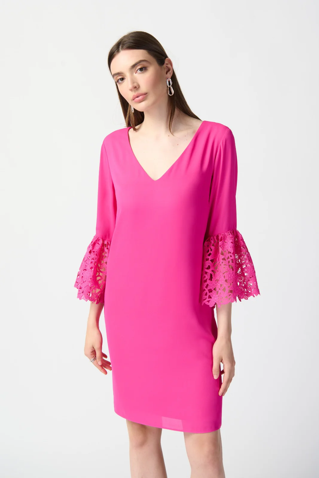 Joseph Ribkoff Ultra Pink Trapeze Dress Style 241252 - Image 2