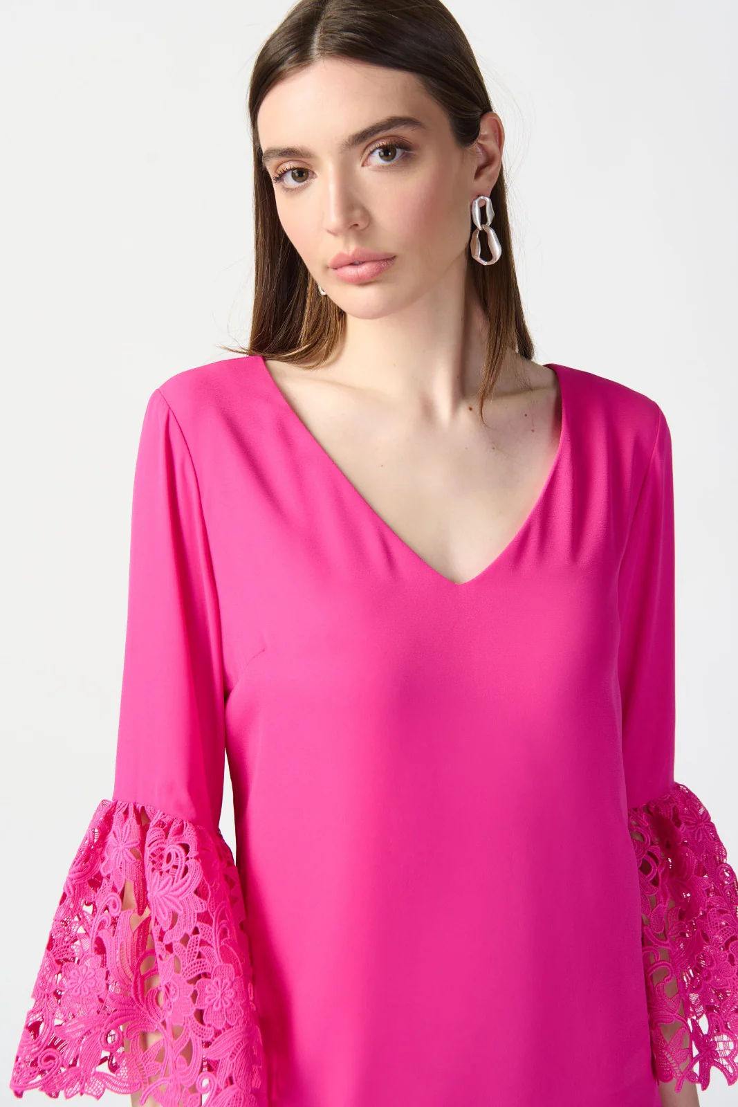 Joseph Ribkoff Ultra Pink Trapeze Dress Style 241252 - Image 3