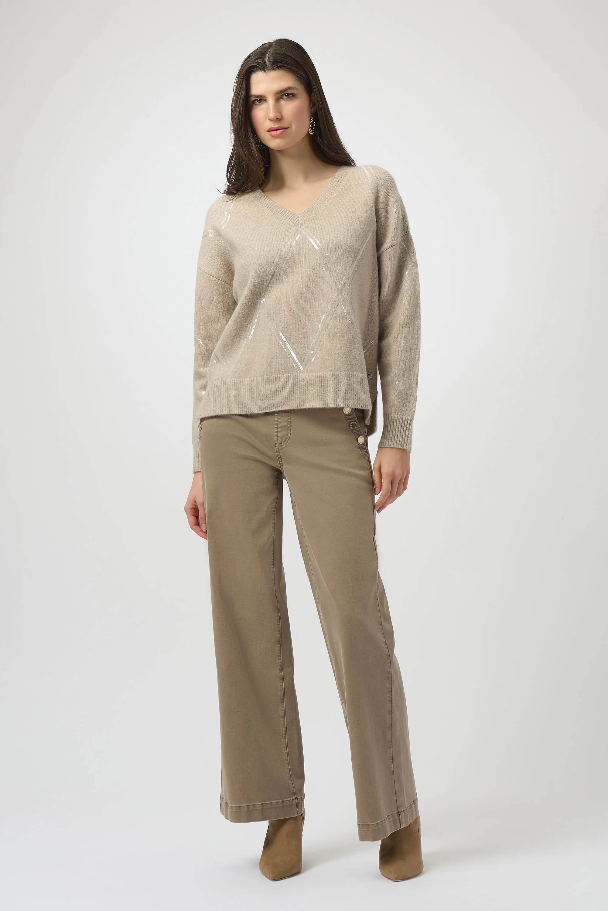 Joseph Ribkoff V-Neck Pullover with Sequins Style 254949 - Image 2