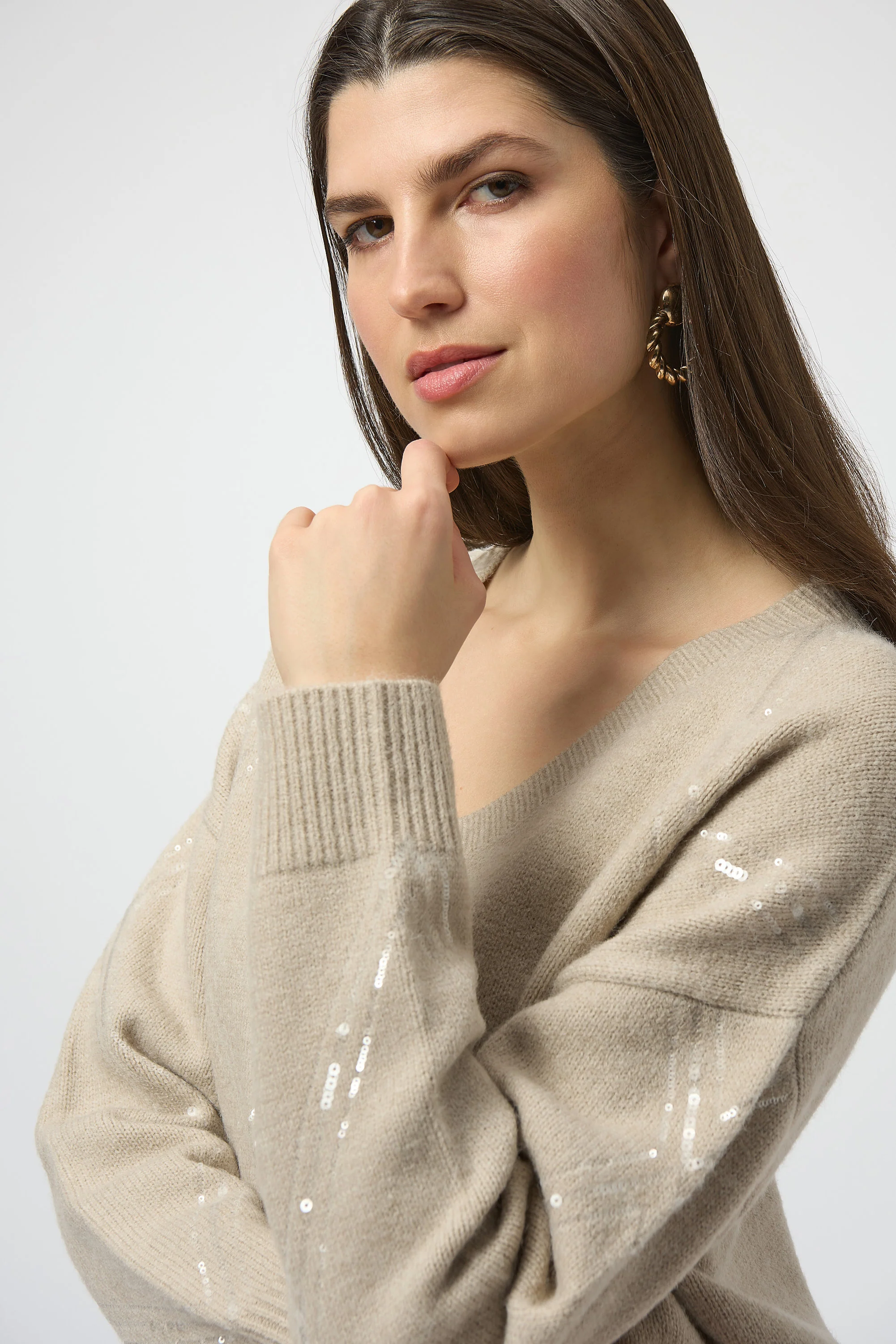 Joseph Ribkoff V-Neck Pullover with Sequins Style 254949 - Image 4