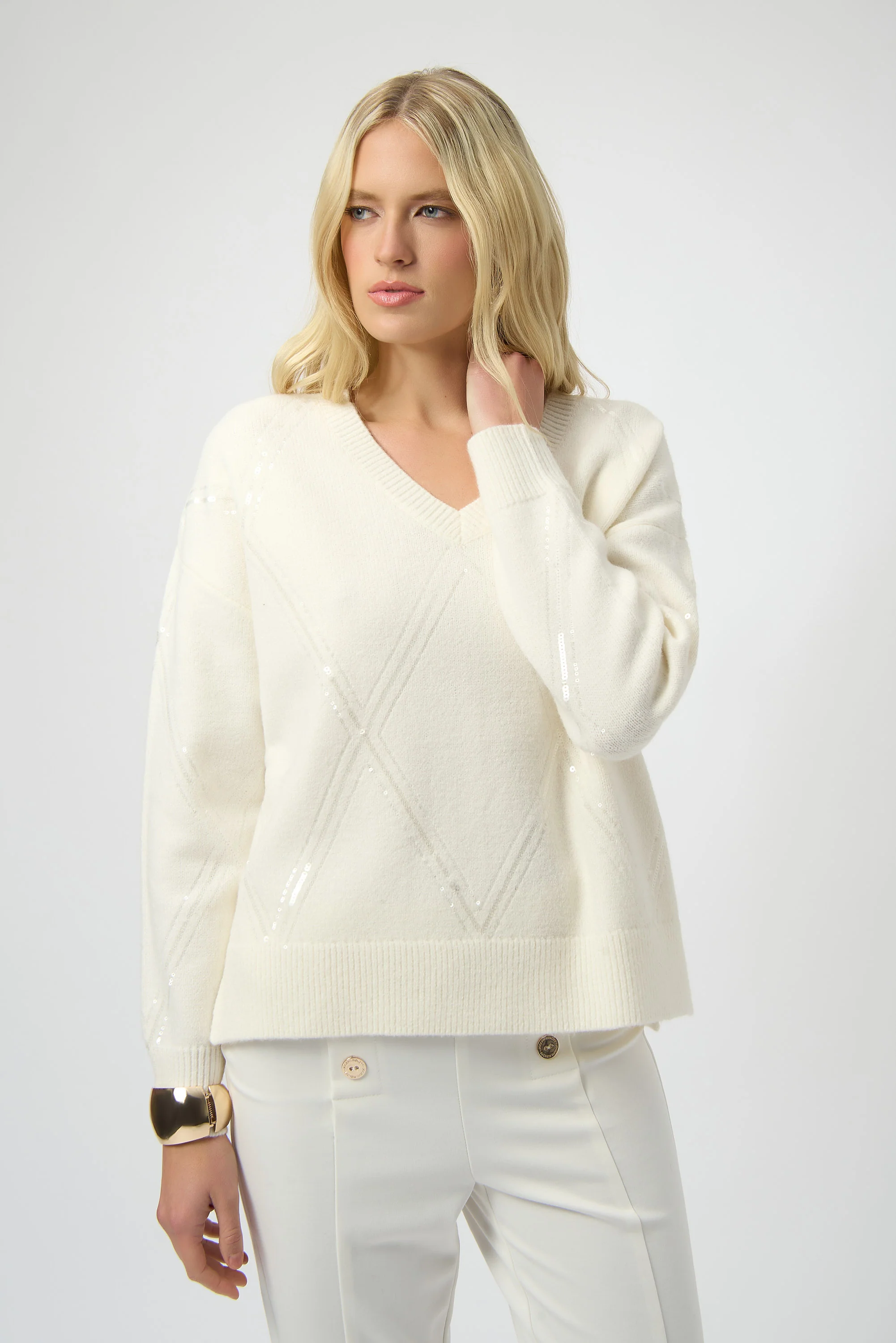 Joseph Ribkoff V-Neck Pullover with Sequins Style 254949 - Image 7