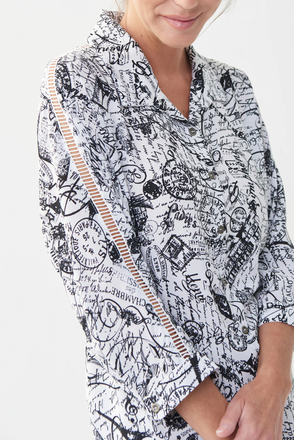 Joseph Ribkoff Vanilla/Black Blouse Style 222173 - Image 3