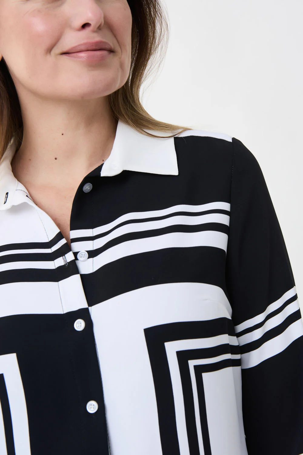 Joseph Ribkoff Vanilla/Black Abstract Print Blouse Style 223018 - Image 2
