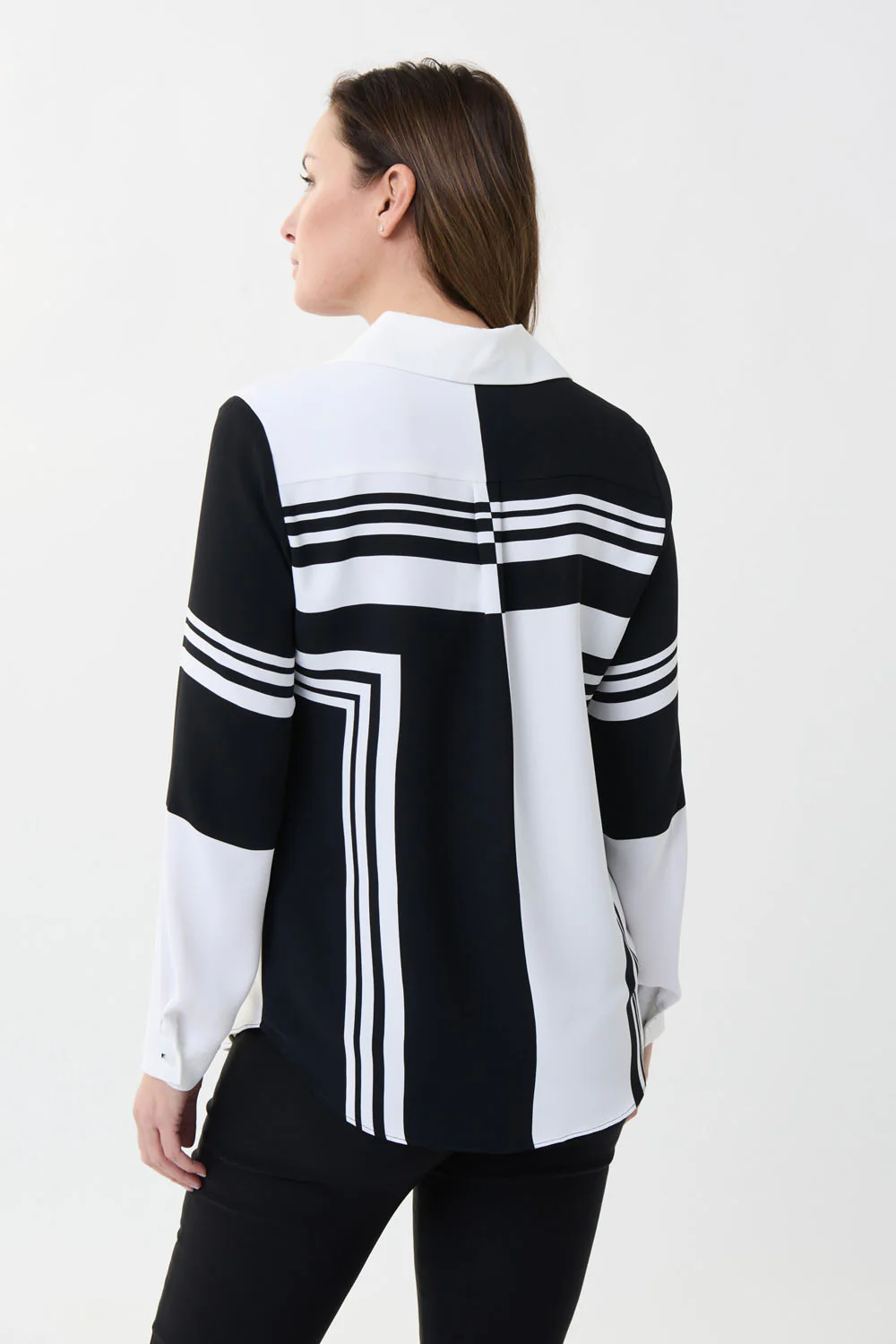 Joseph Ribkoff Vanilla/Black Abstract Print Blouse Style 223018 - Image 3