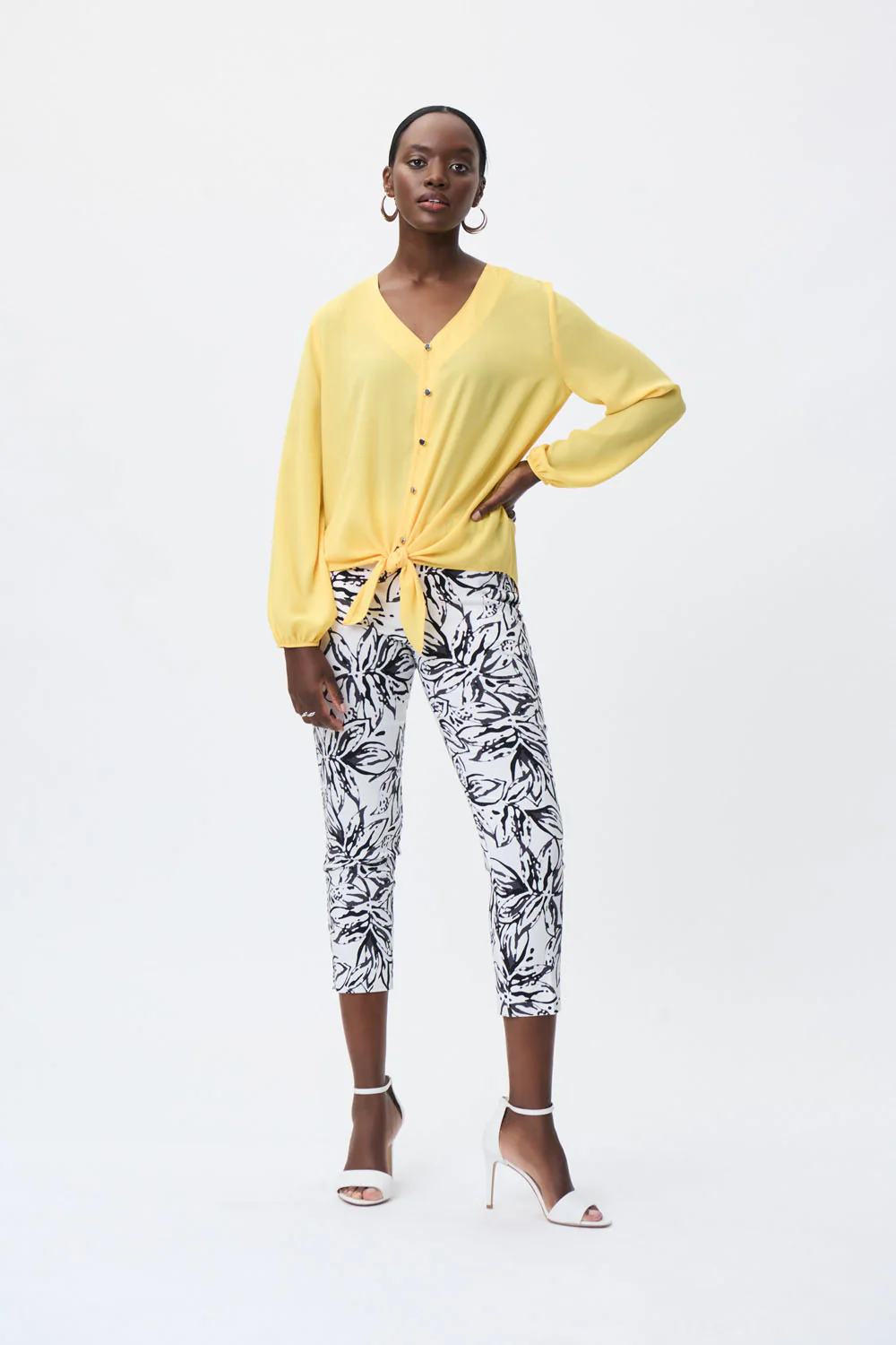 Joseph Ribkoff Vanilla/Black Capri Pants Style 231030 - Image 4