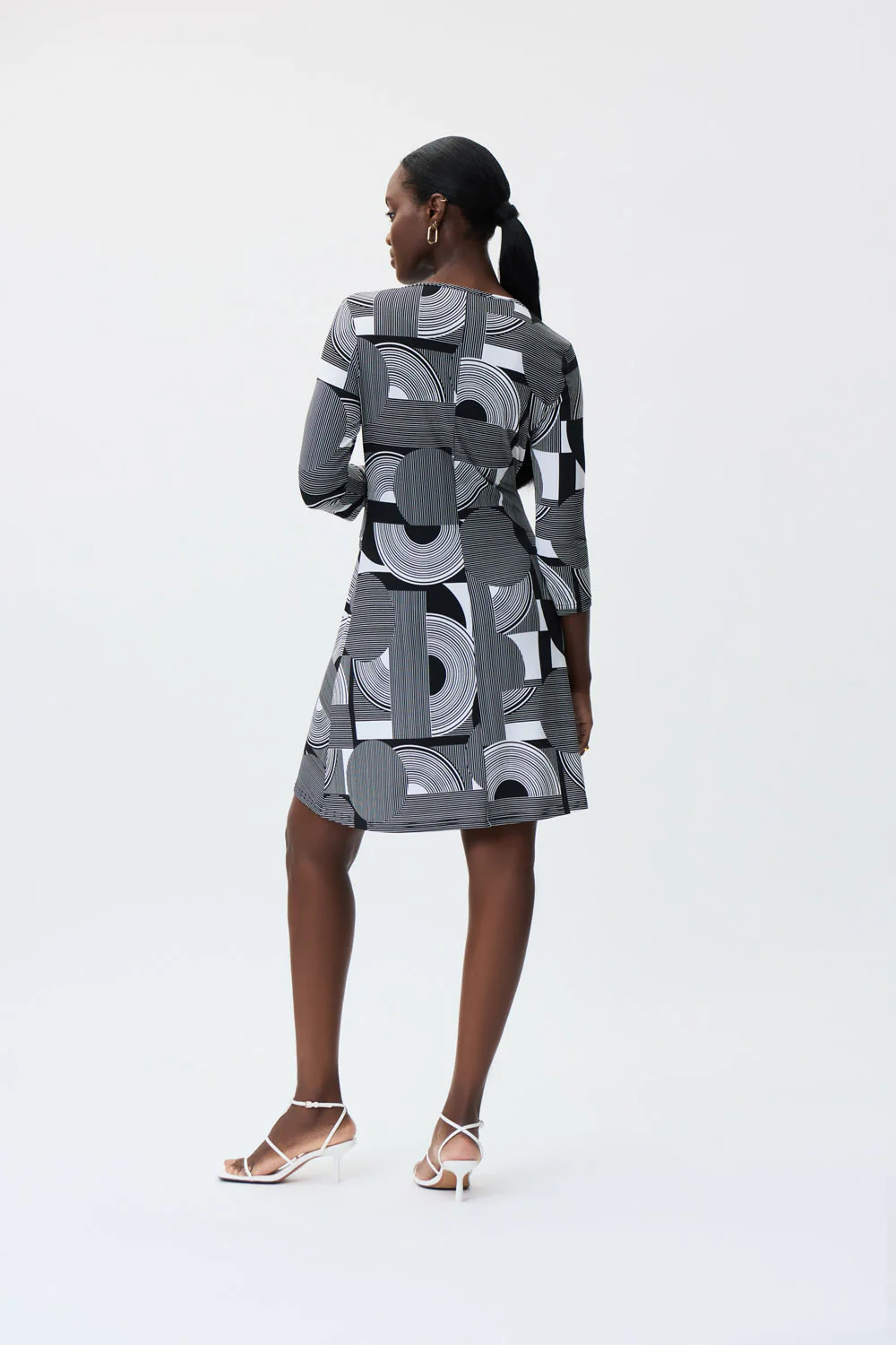 Joseph Ribkoff Vanilla/Black Geometric Print Dress Style 231020 - Image 3
