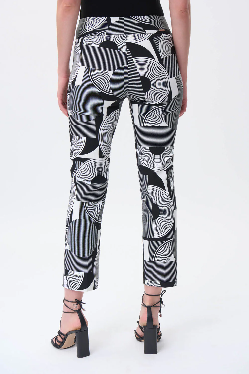 Joseph Ribkoff Vanilla/Black Geometric Print Millennium Cropped Pants Style 231270 - Image 2