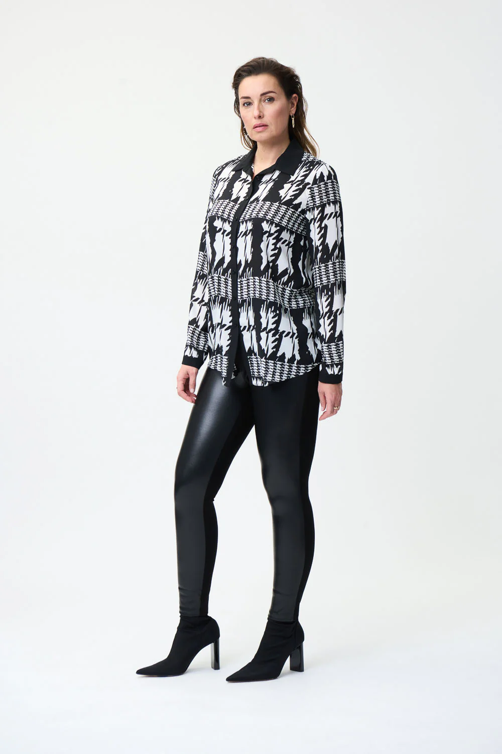 Joseph Ribkoff Vanilla/Black Houndstooth Blouse Style 224292 - Image 4
