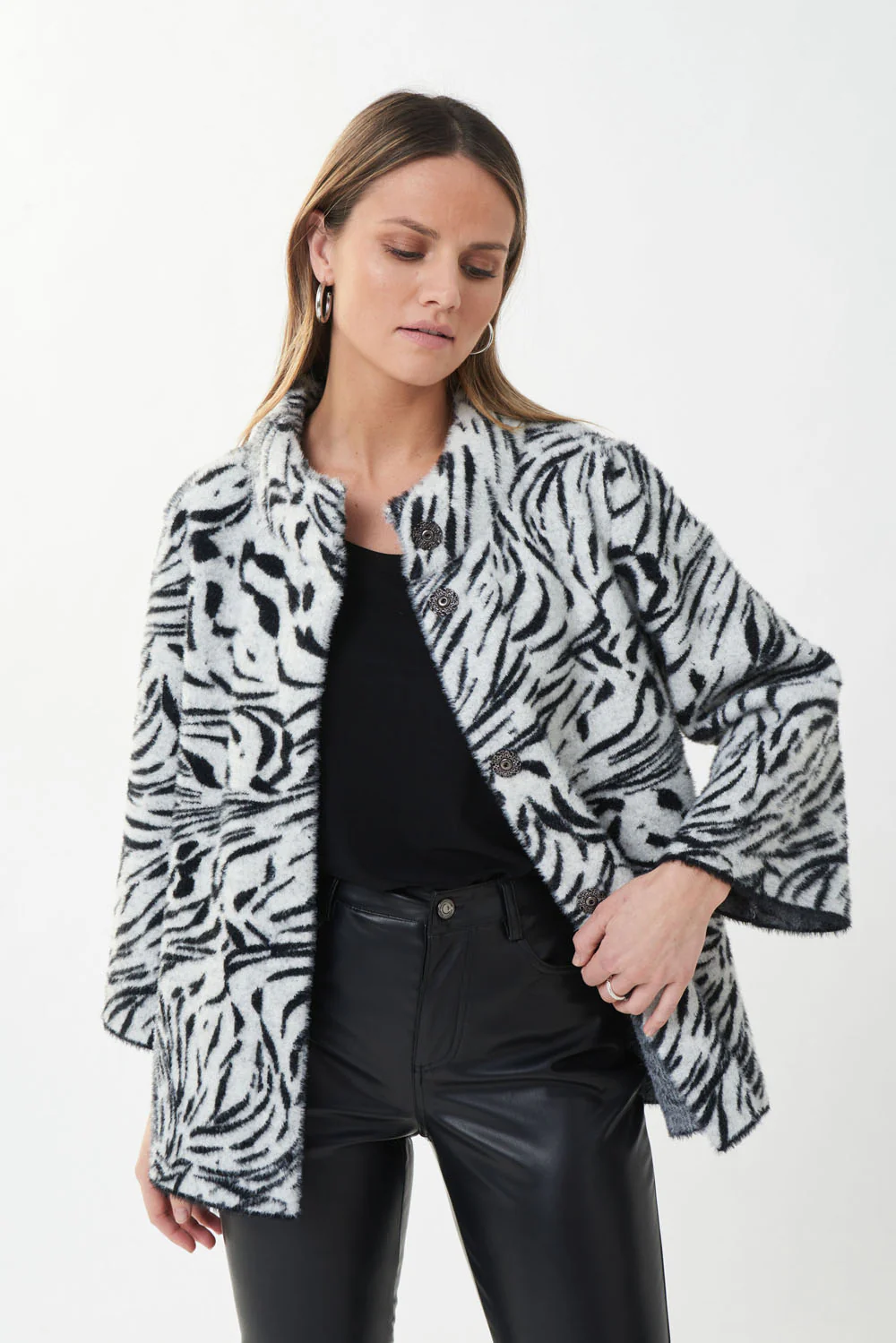 Joseph Ribkoff Vanilla/Black Jacket Style 223967 - Image 3