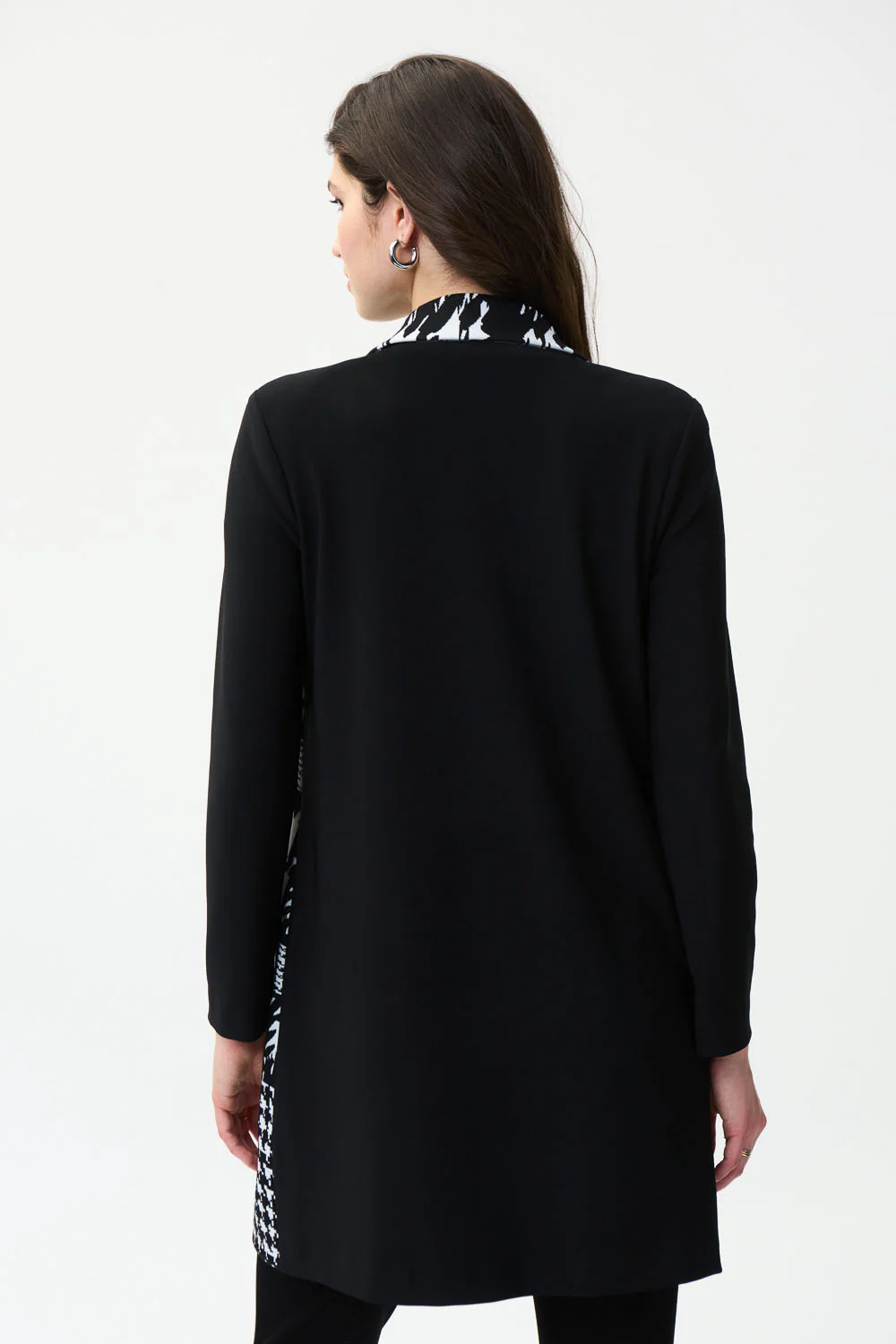 Joseph Ribkoff Vanilla/Black Jacquard Coat Style 224135 - Image 3