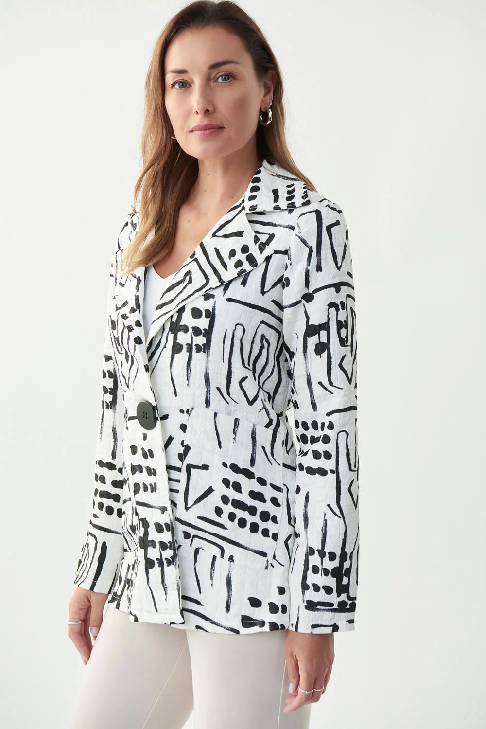 Joseph Ribkoff Vanilla/Black Jaquard Jacket Style 221113