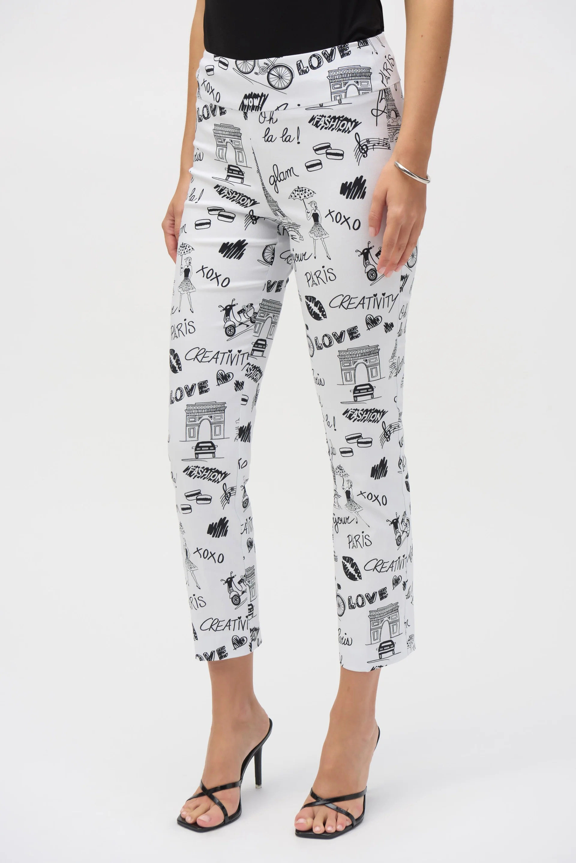 Joseph Ribkoff Vanilla/Black Straight Leg Pants Style 252233