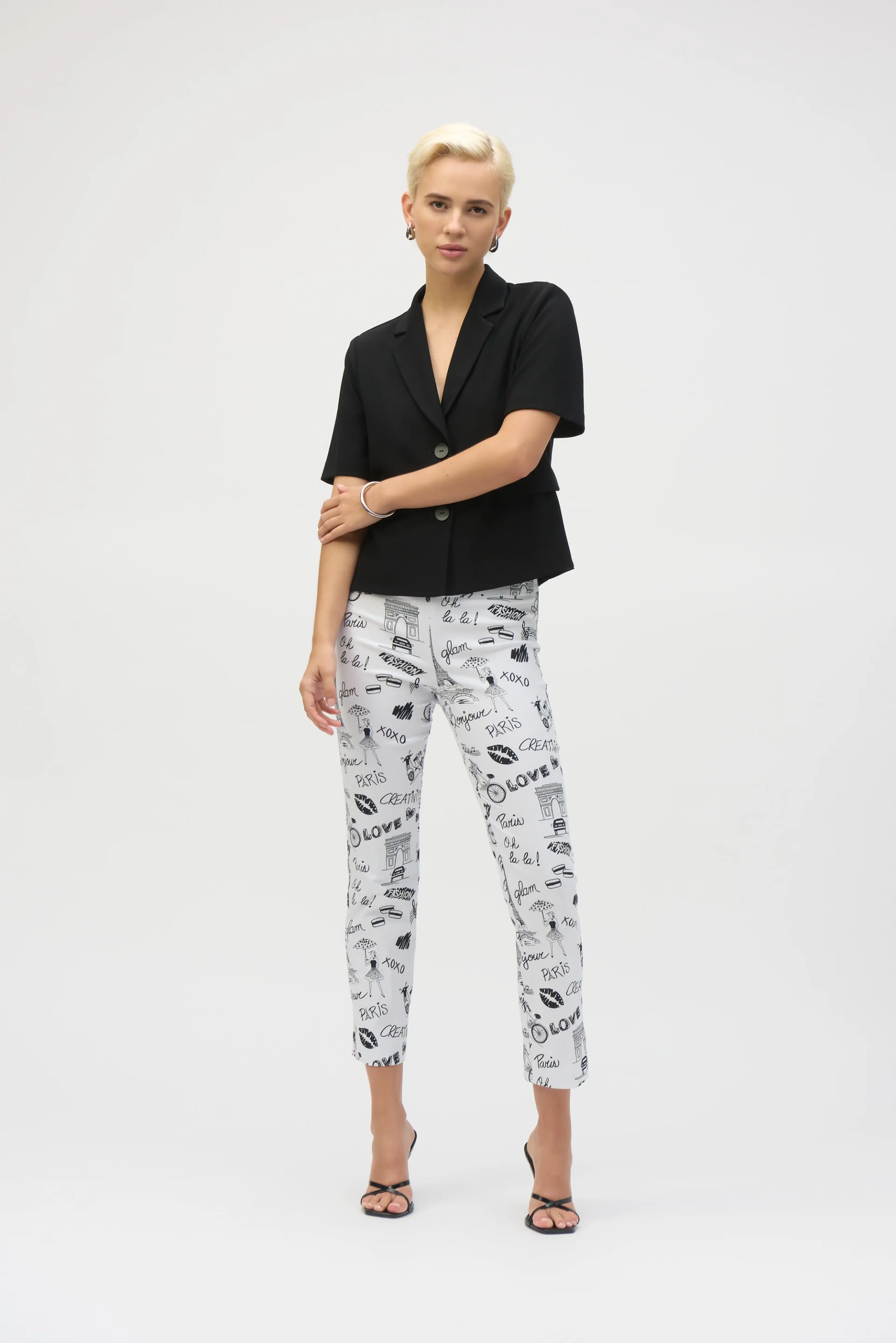 Joseph Ribkoff Vanilla/Black Straight Leg Pants Style 252233 - Image 2