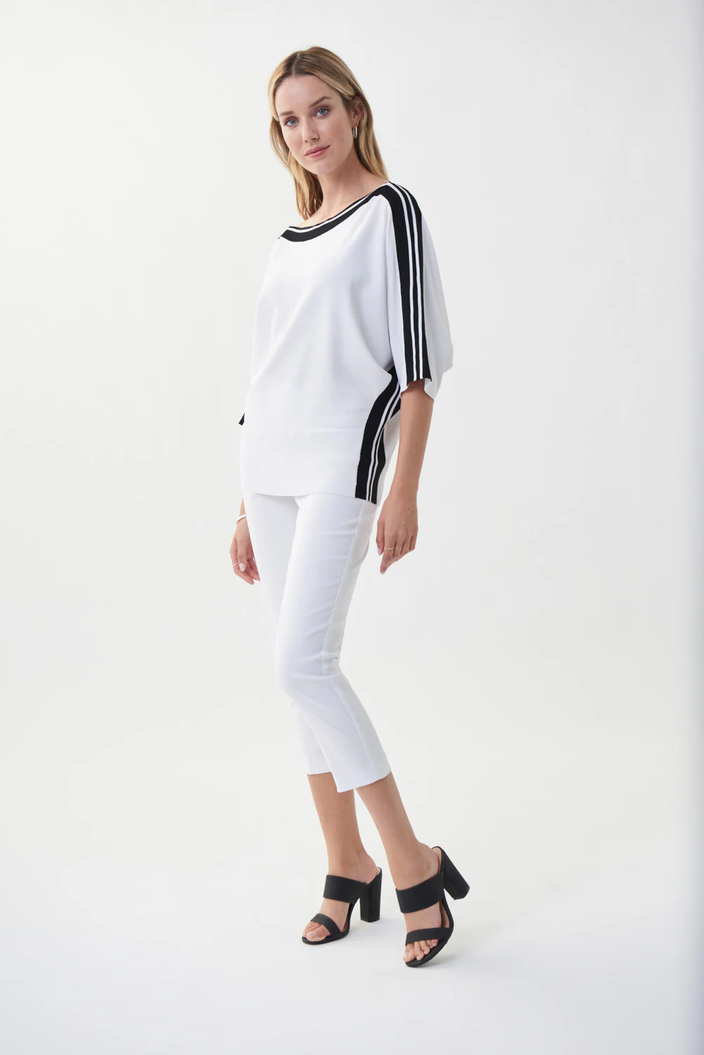 Joseph Ribkoff Vanilla/Black Stripped Top Style 222911