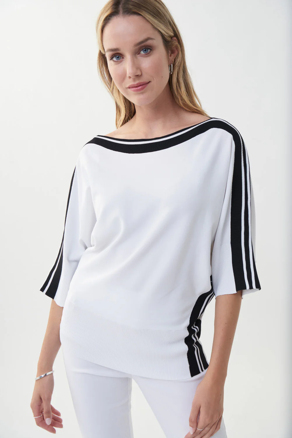 Joseph Ribkoff Vanilla/Black Stripped Top Style 222911 - Image 2