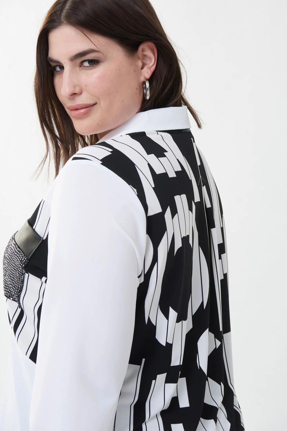 Joseph Ribkoff Vanilla/Black Wording Blouse Style 223141 - Image 2