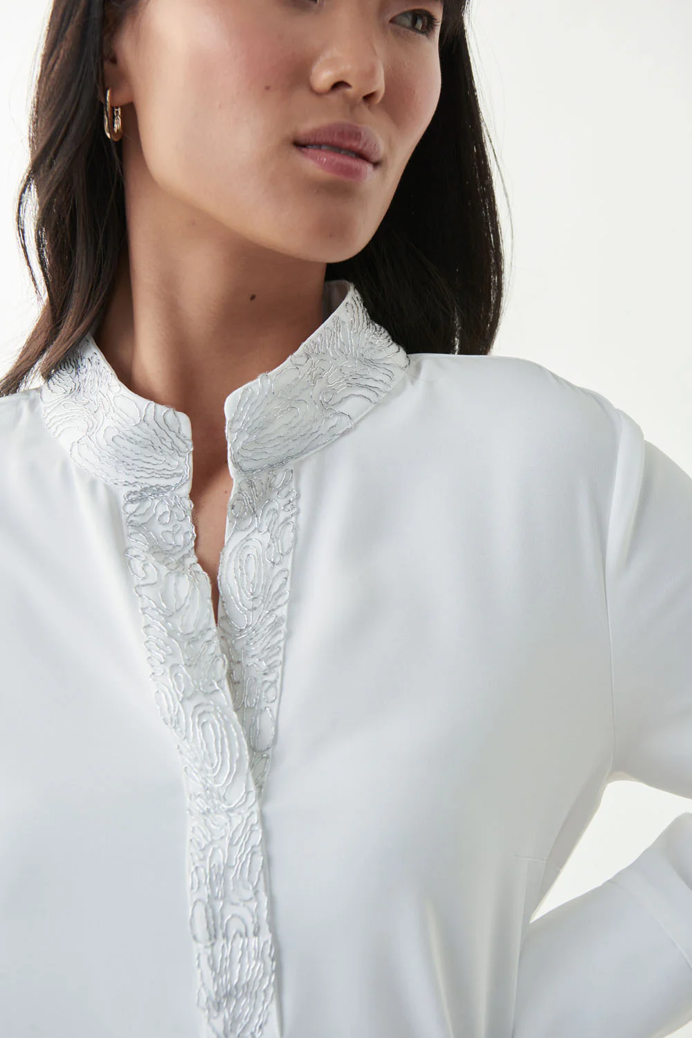Joseph Ribkoff Vanilla Embroidered Blouse Style 221119 - Image 3