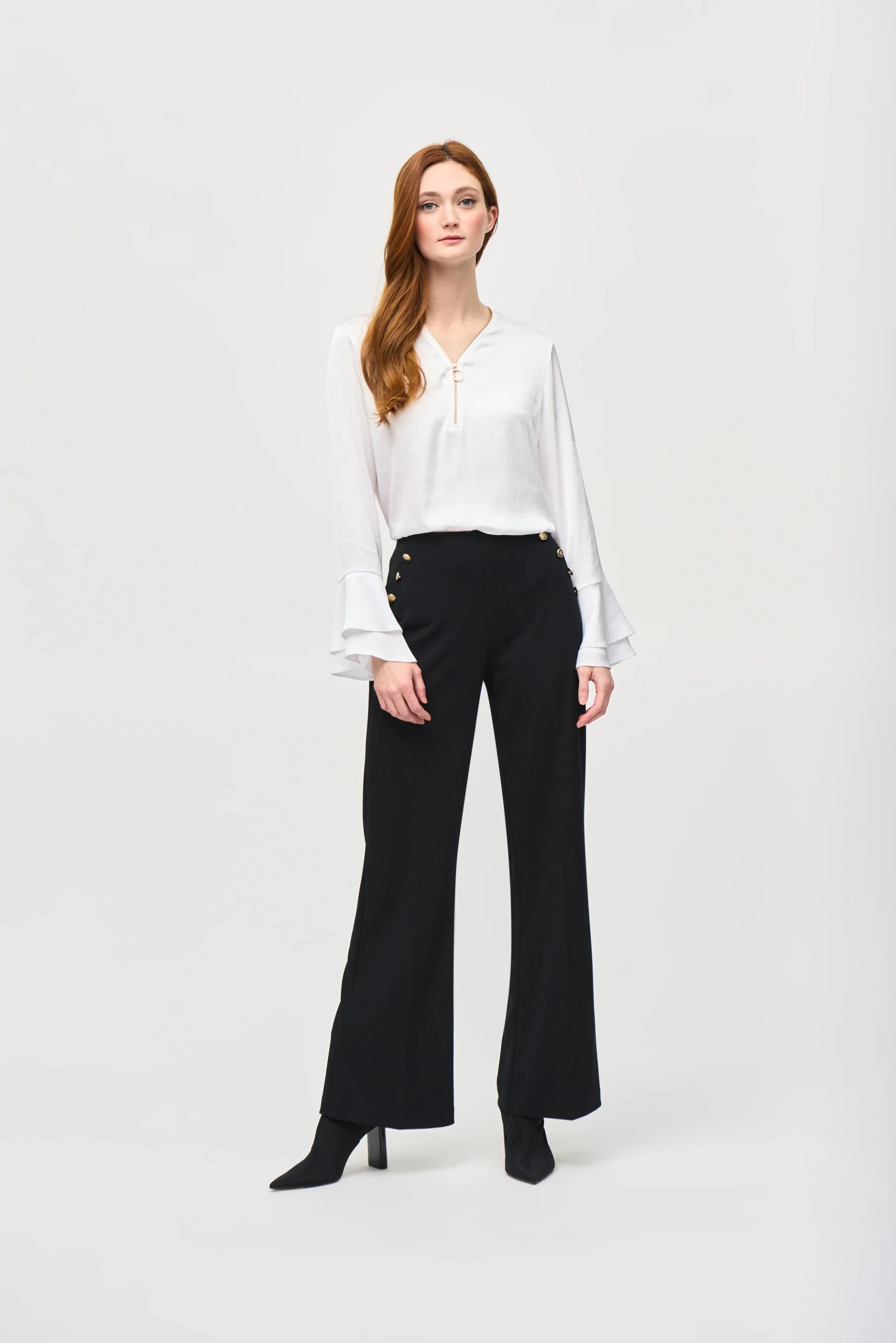 Joseph Ribkoff Vanilla Boxy Top With Ruffled Sleeves Style 243285 - Image 5