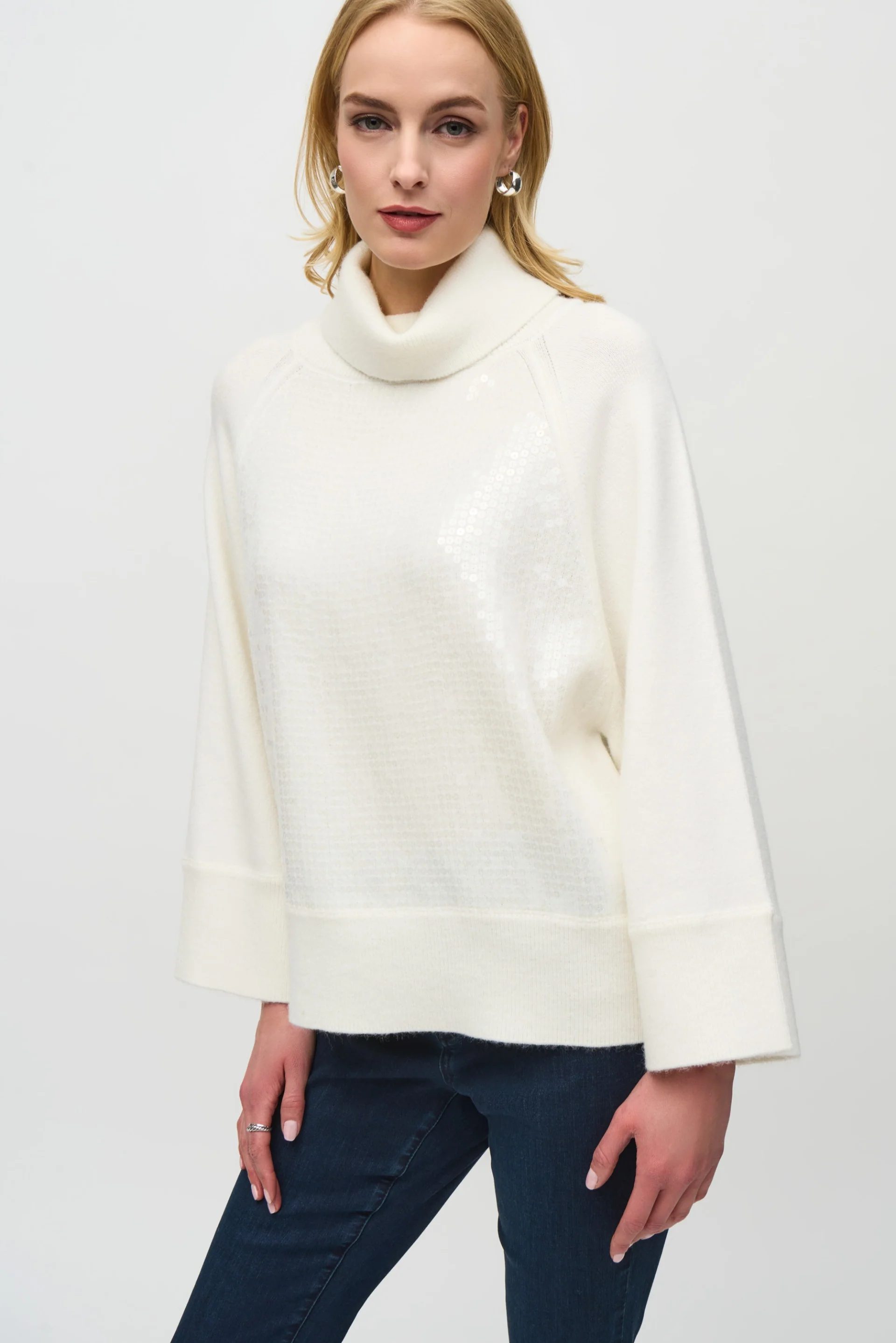 Joseph Ribkoff Vanilla Boxy Top With Sequins Detail Style 244935 - Image 2
