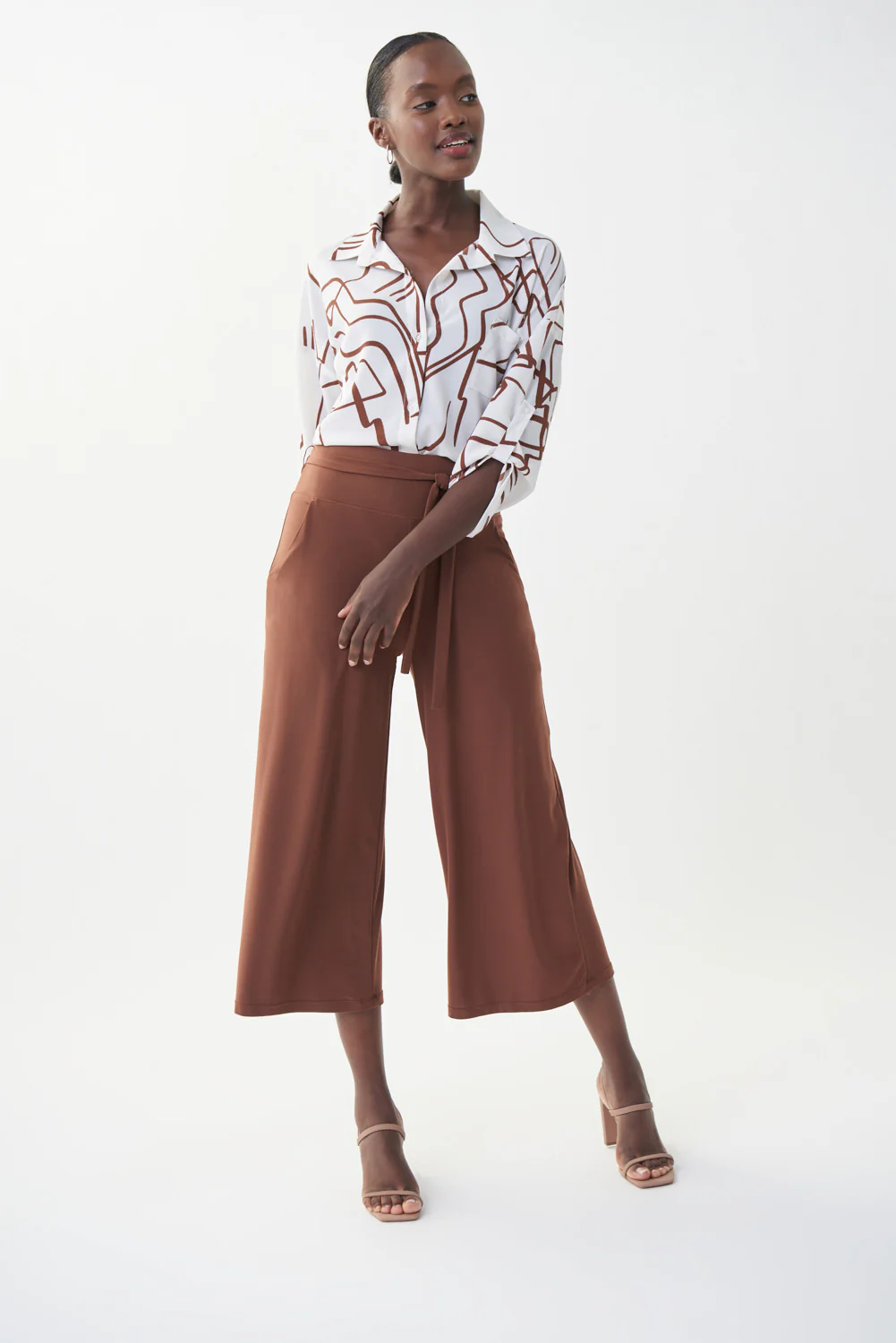 Joseph Ribkoff Vanilla/Brown Printed Blouse Style 222070
