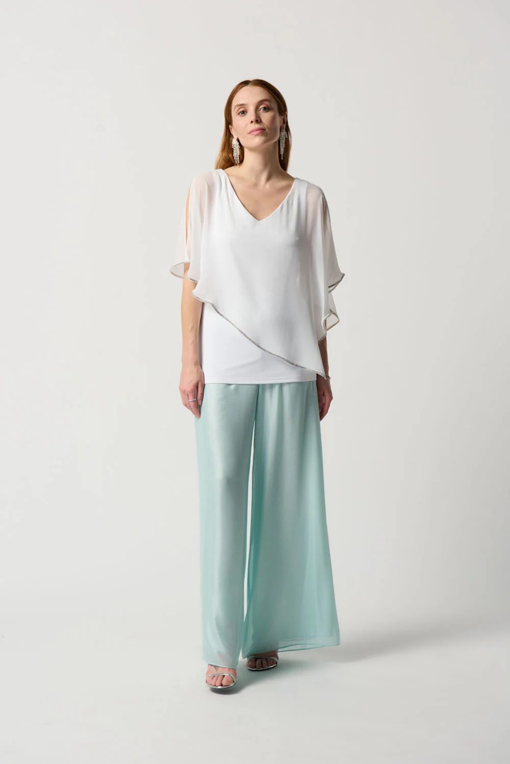 Joseph Ribkoff Vanilla Chiffon Layered Poncho Tunic Style 223738