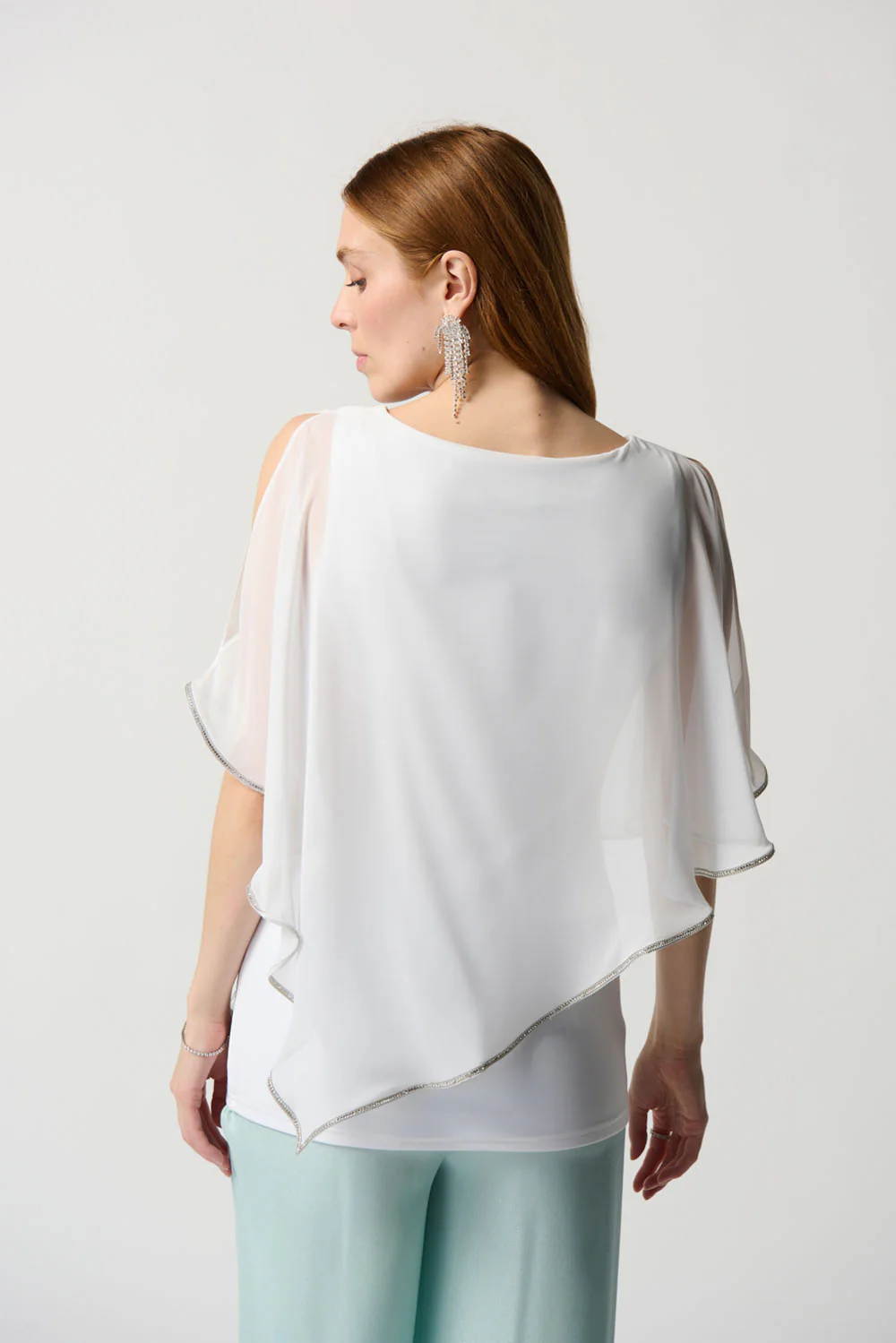 Joseph Ribkoff Vanilla Chiffon Layered Poncho Tunic Style 223738 - Image 3