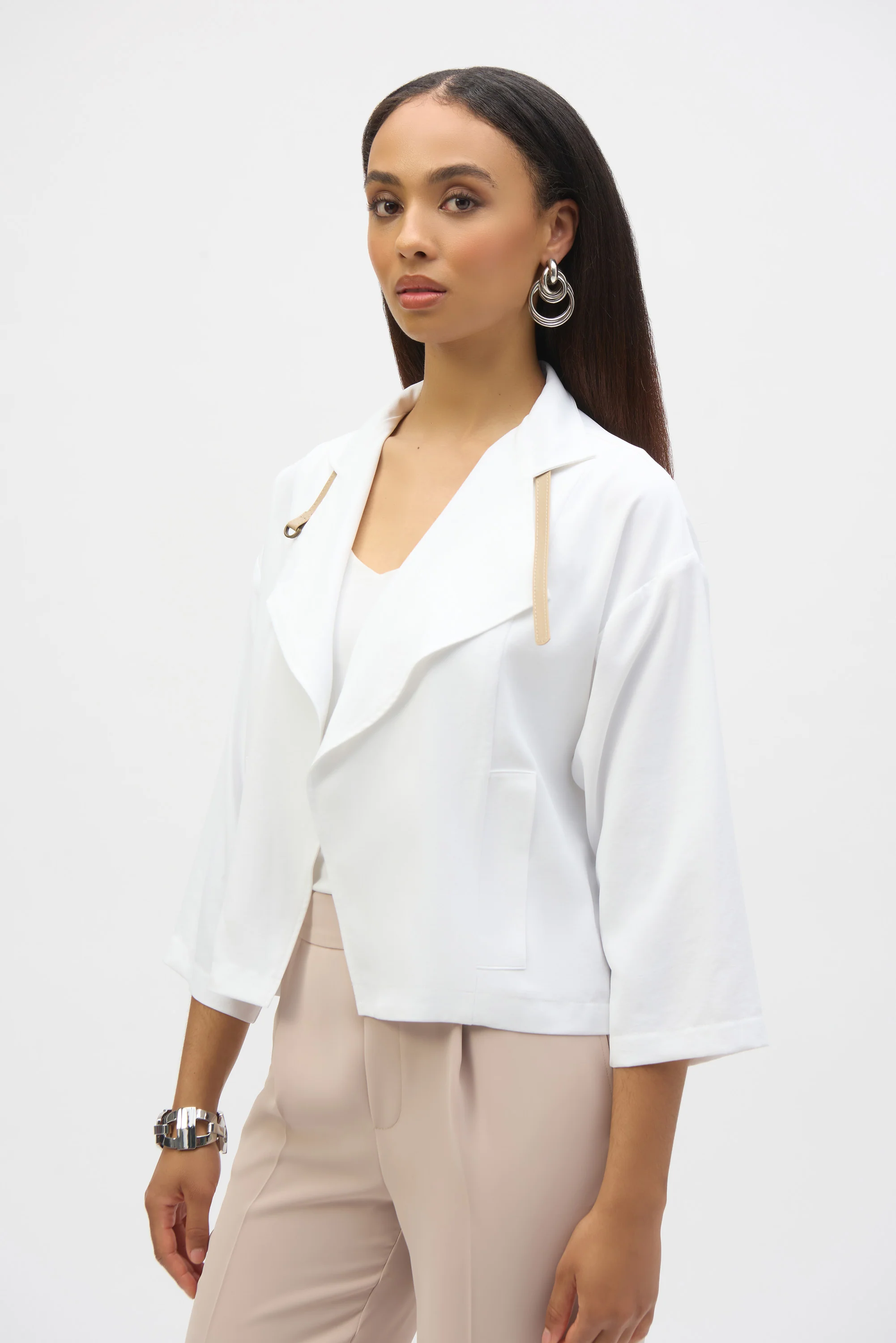 Joseph Ribkoff Vanilla Eggshell Boxy Cover-Up Style 252149