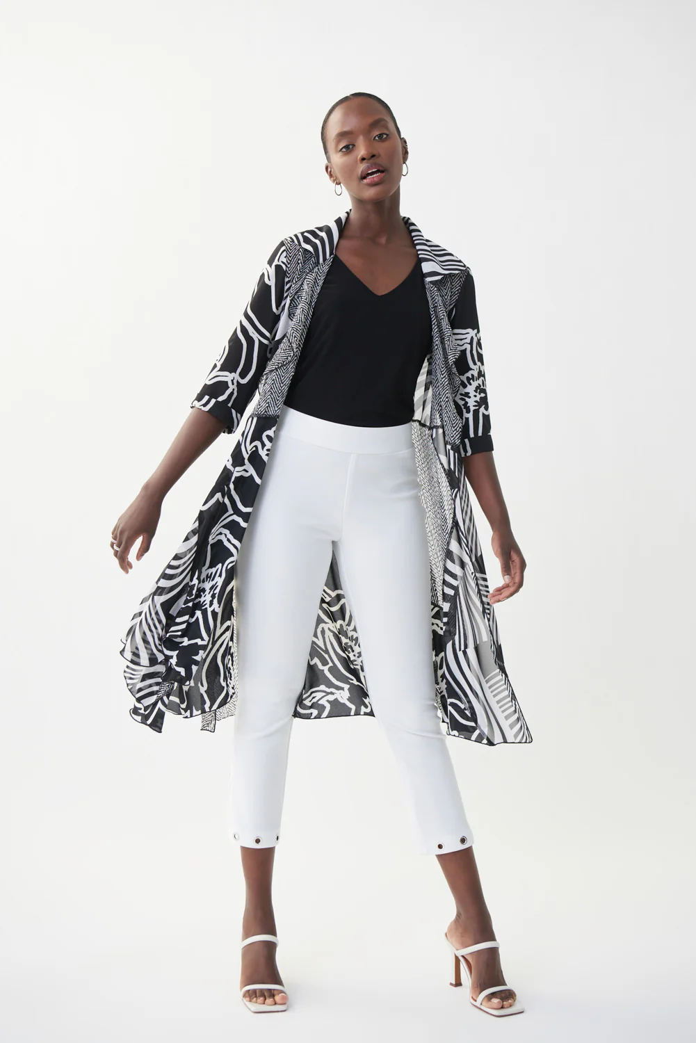 Joseph Ribkoff Vanilla Eyelet Hem Pants Style 222132 - Image 2