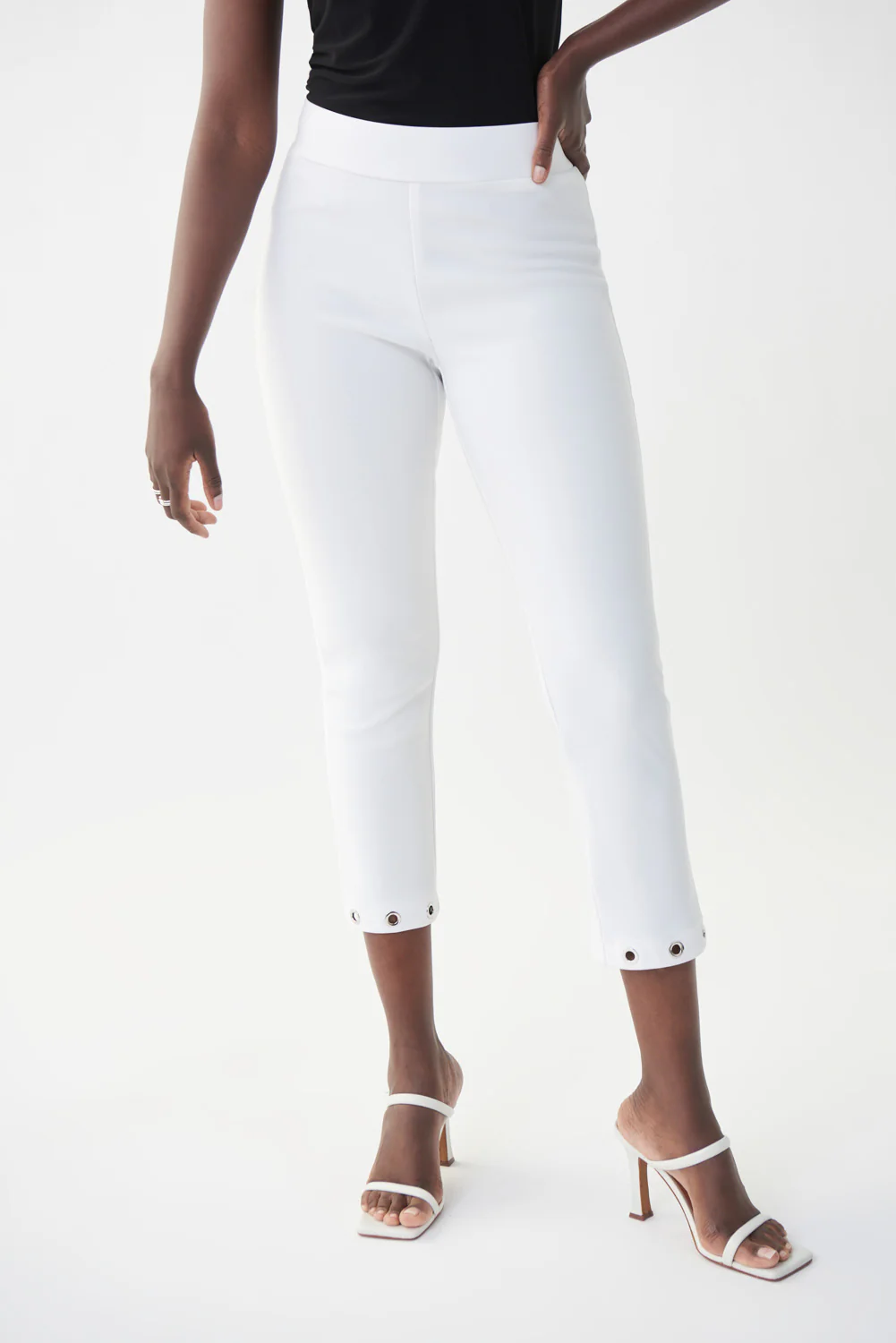 Joseph Ribkoff Vanilla Eyelet Hem Pants Style 222132 - Image 3