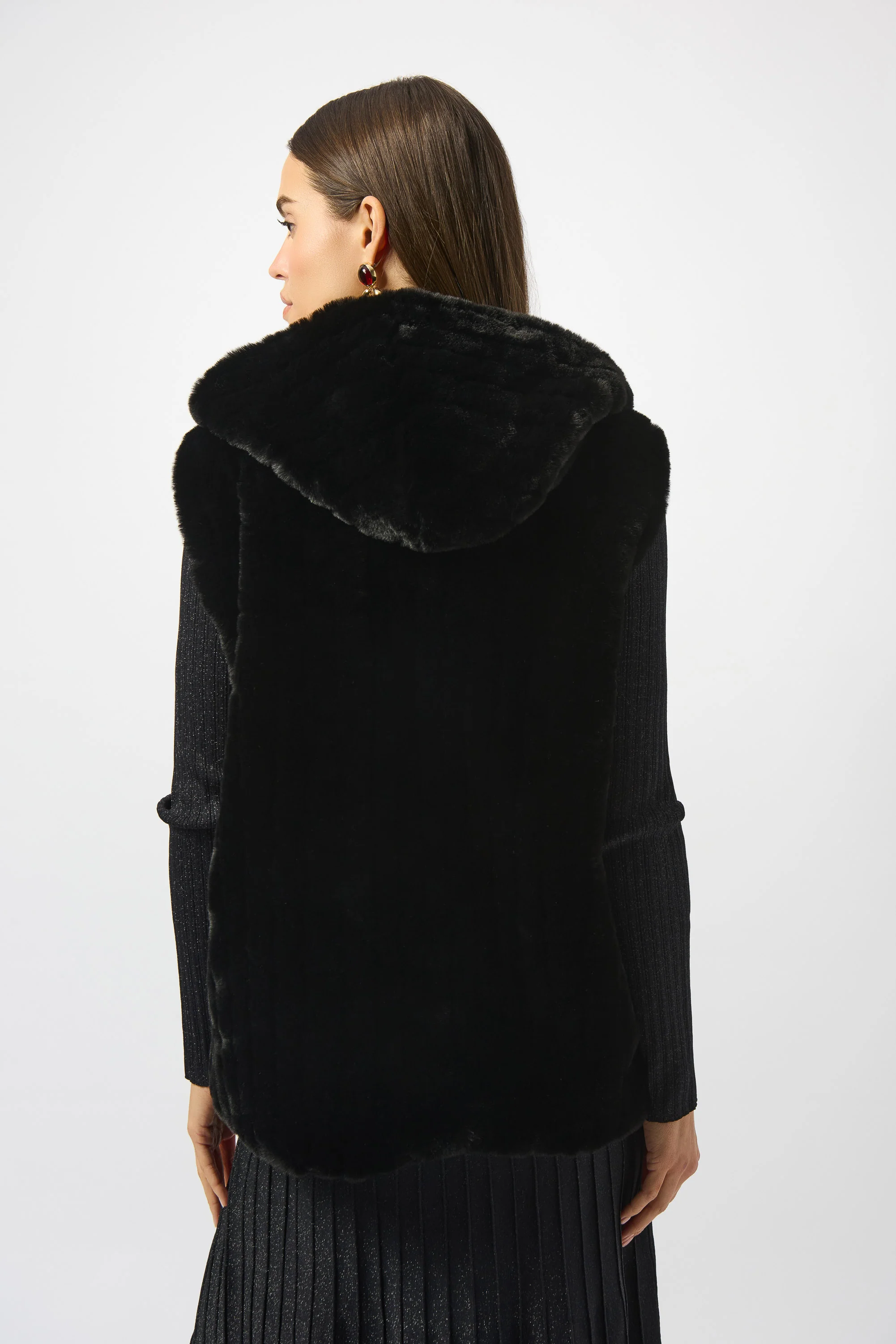 Joseph Ribkoff Vanilla Faux Fur Textured Stripe Vest Style 253933 - Image 8
