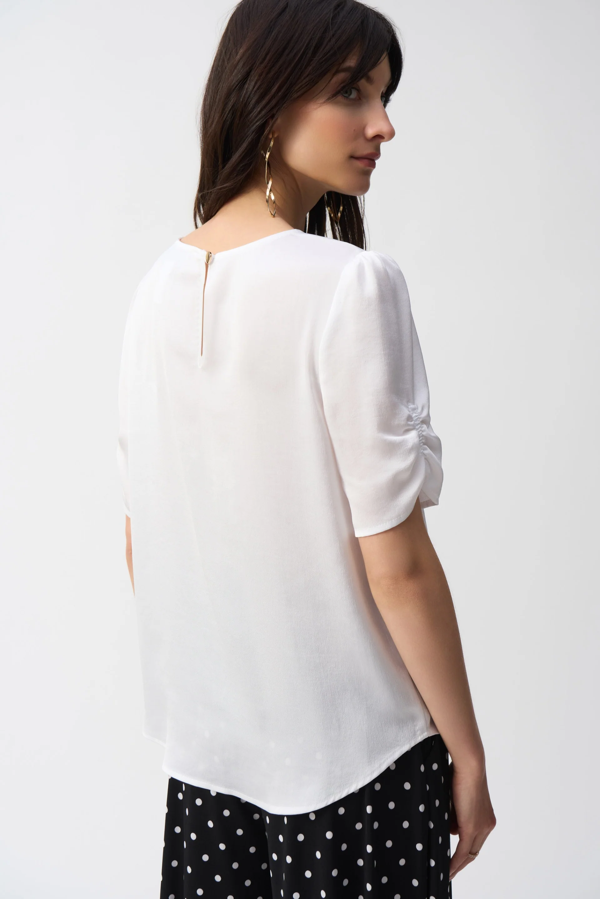 Joseph Ribkoff Vanilla Hammered Satin Straight Top Style 251119 - Image 2