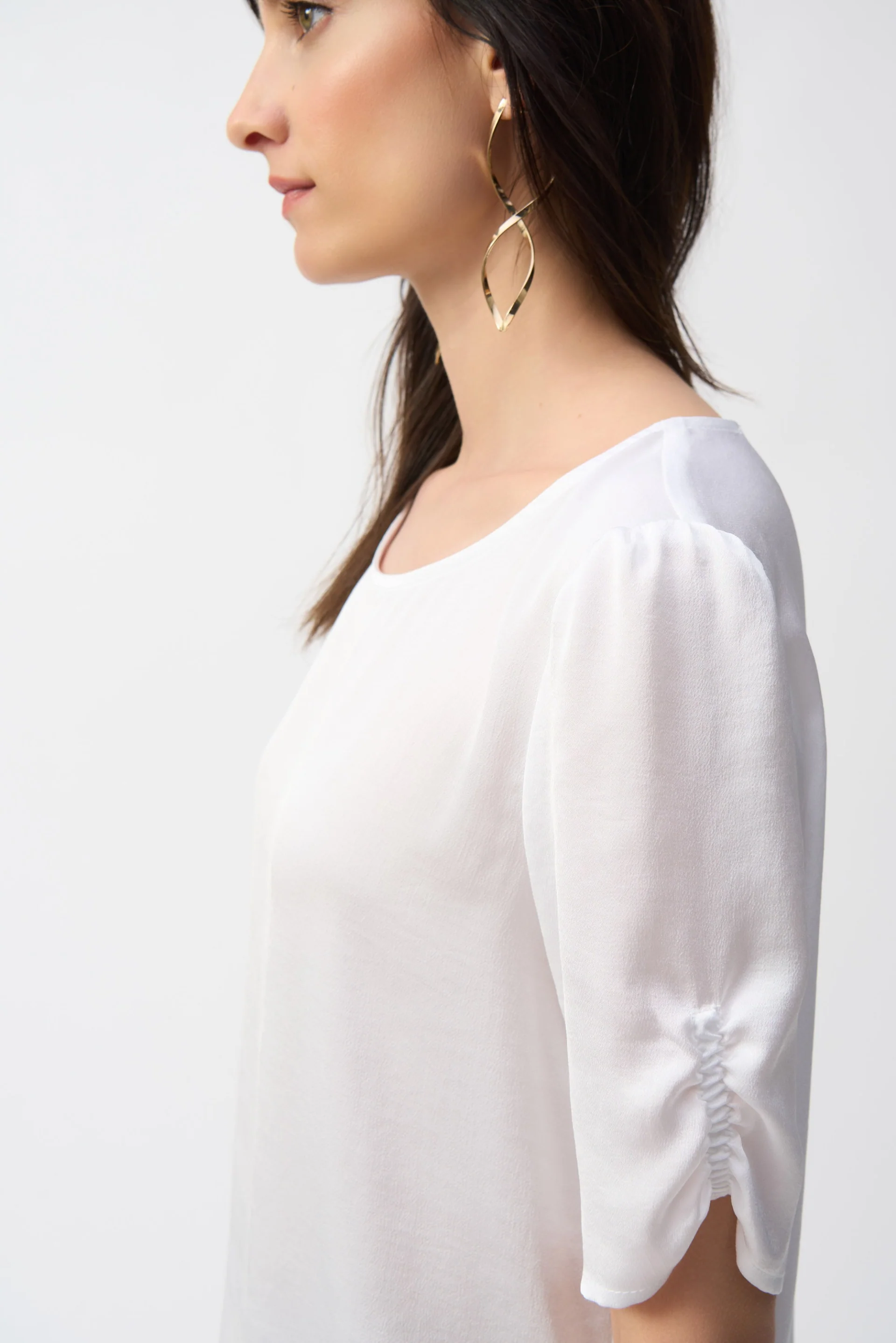 Joseph Ribkoff Vanilla Hammered Satin Straight Top Style 251119 - Image 3