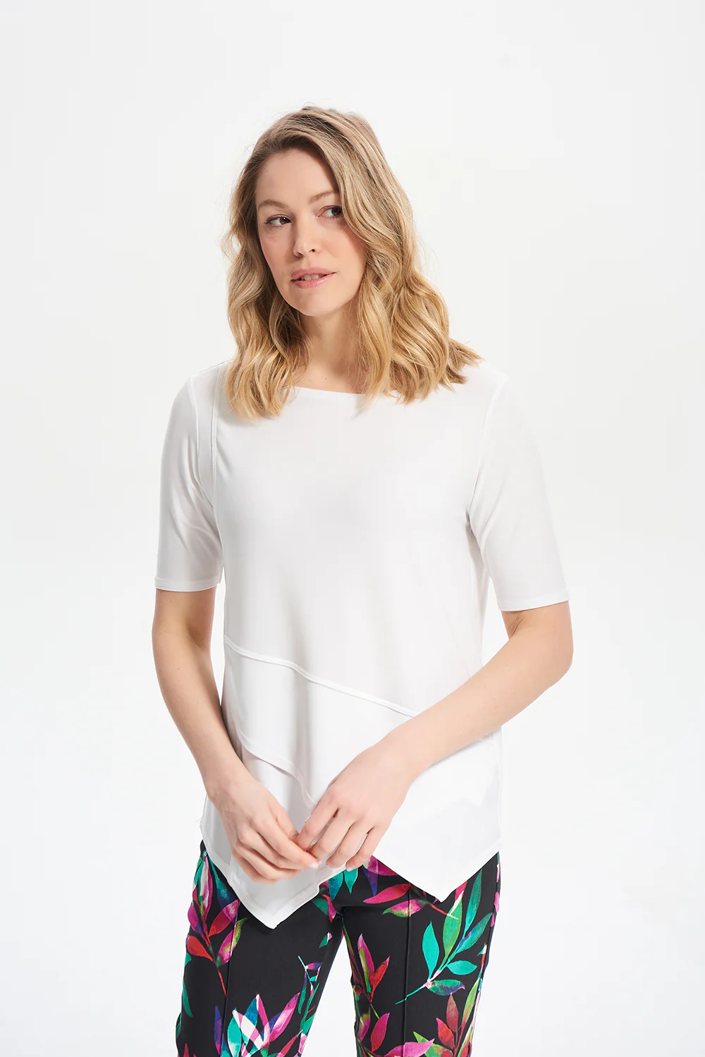 Joseph Ribkoff Vanilla Handkerchief Hem Top Style 212023
