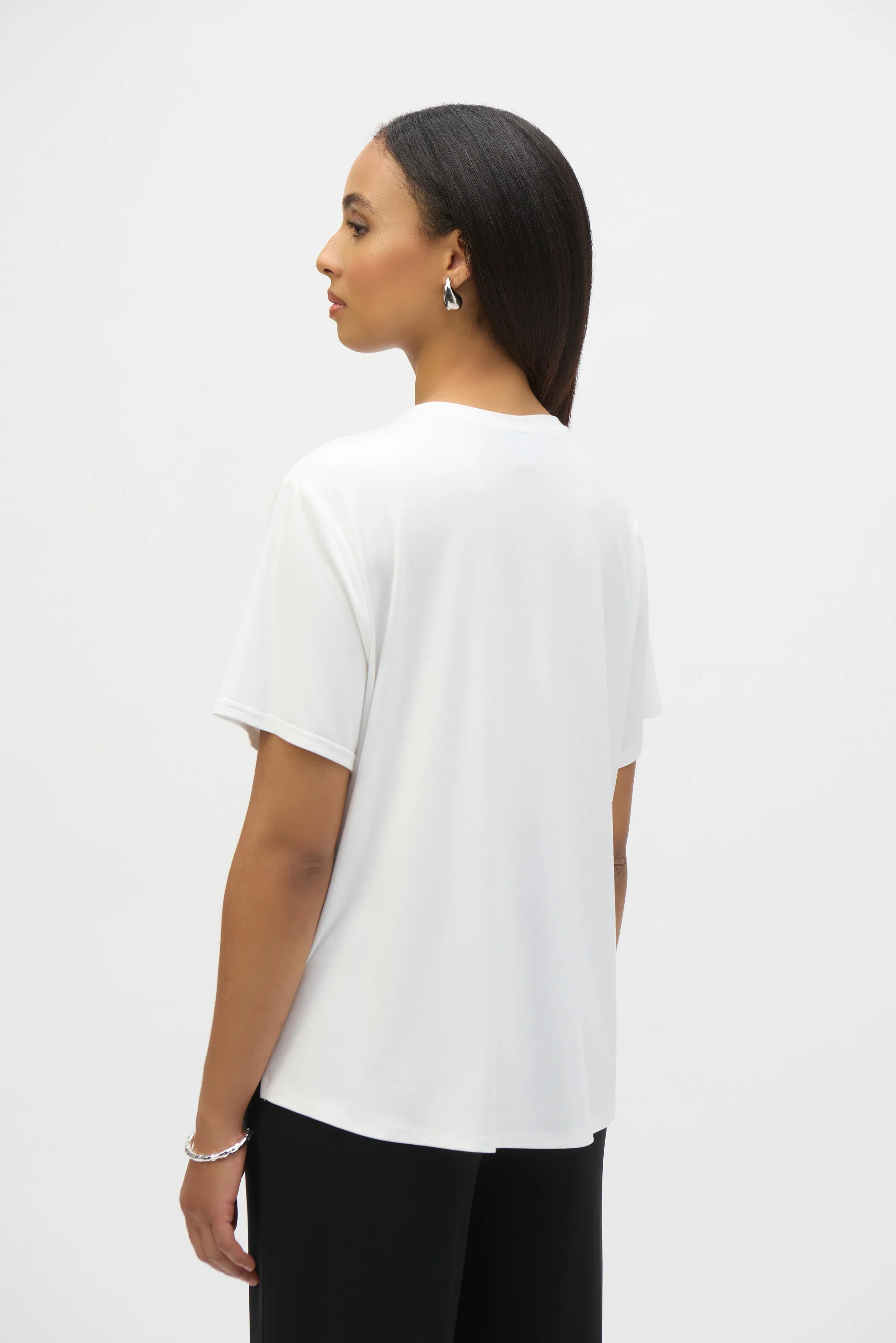 Joseph Ribkoff Vanilla Jersey And Seersucker Asymmetrical Top Style 252117 - Image 4