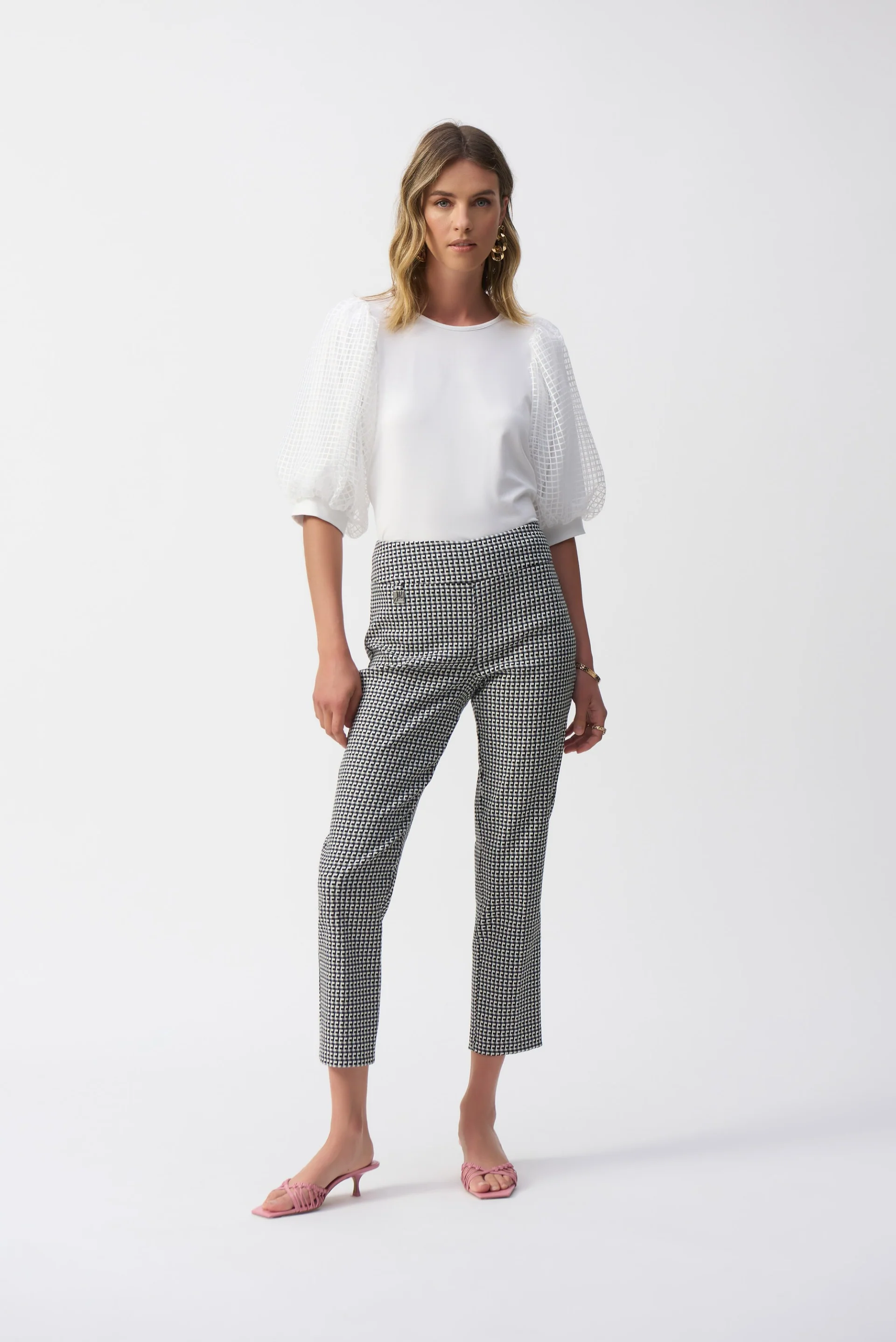 Joseph Ribkoff Vanilla Jersey Straight Top With Novelty Sleeves Style 251097 - Image 2