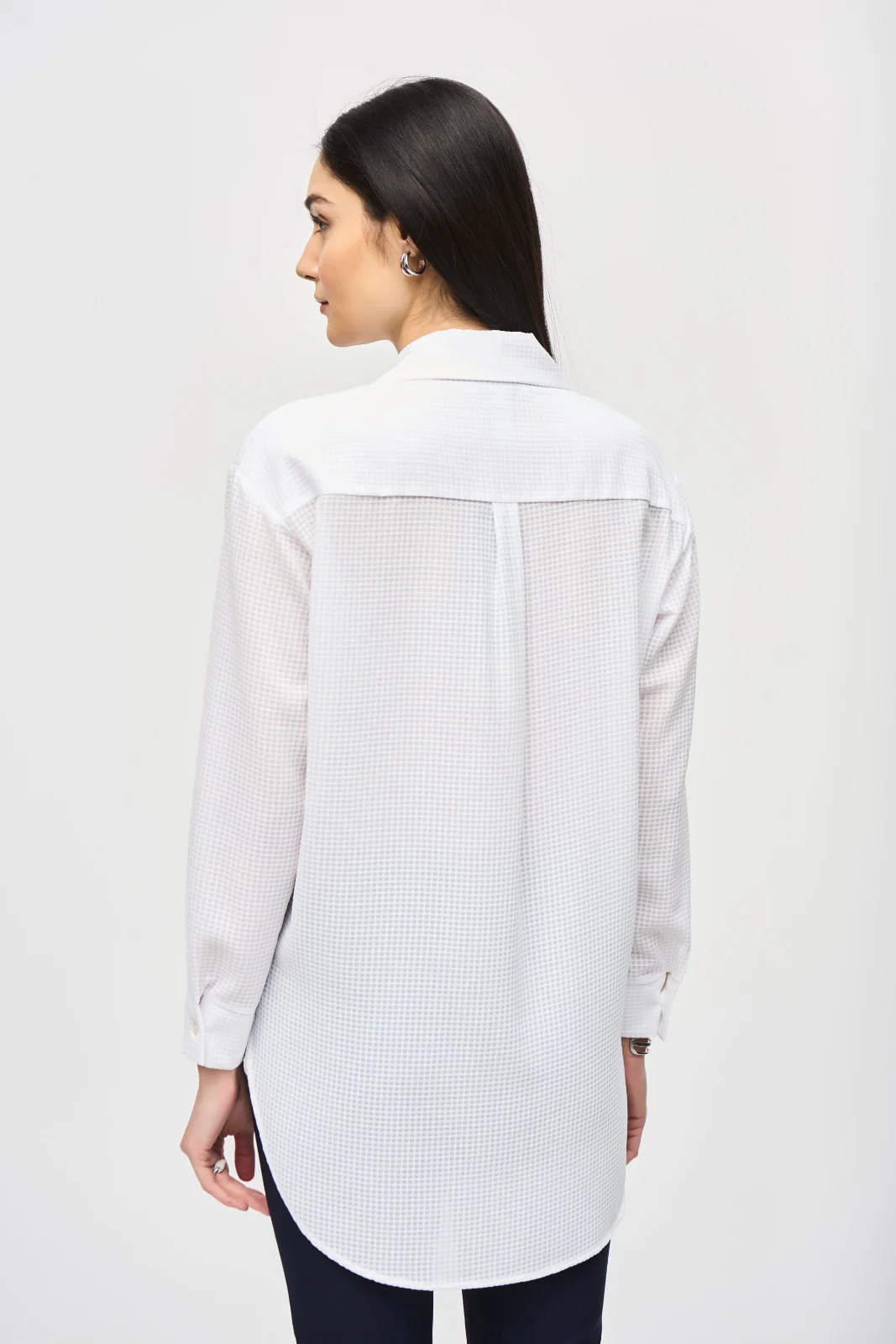 Joseph Ribkoff Vanilla Long Textured Blouse Style 241259 - Image 2