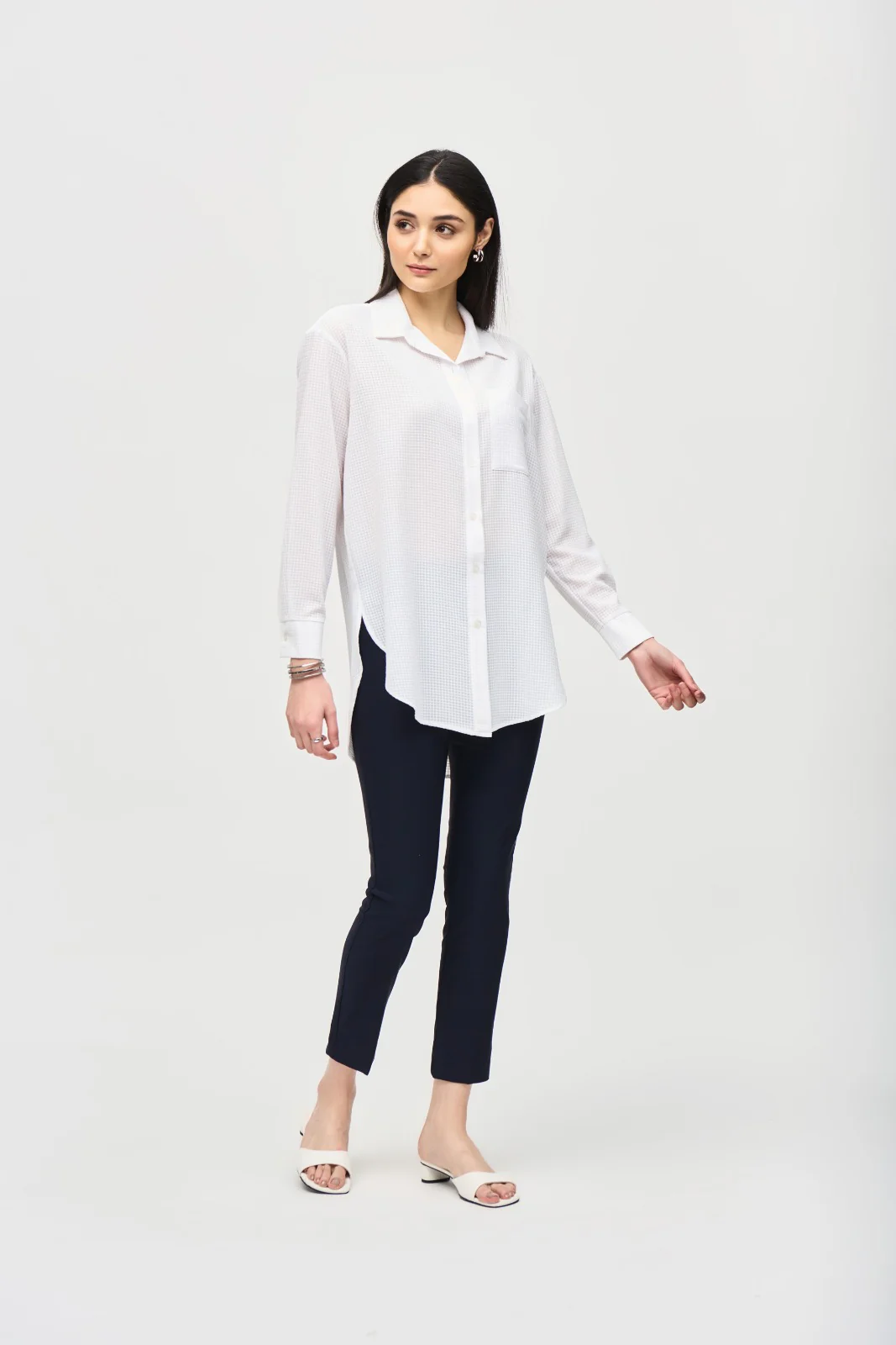 Joseph Ribkoff Vanilla Long Textured Blouse Style 241259 - Image 4