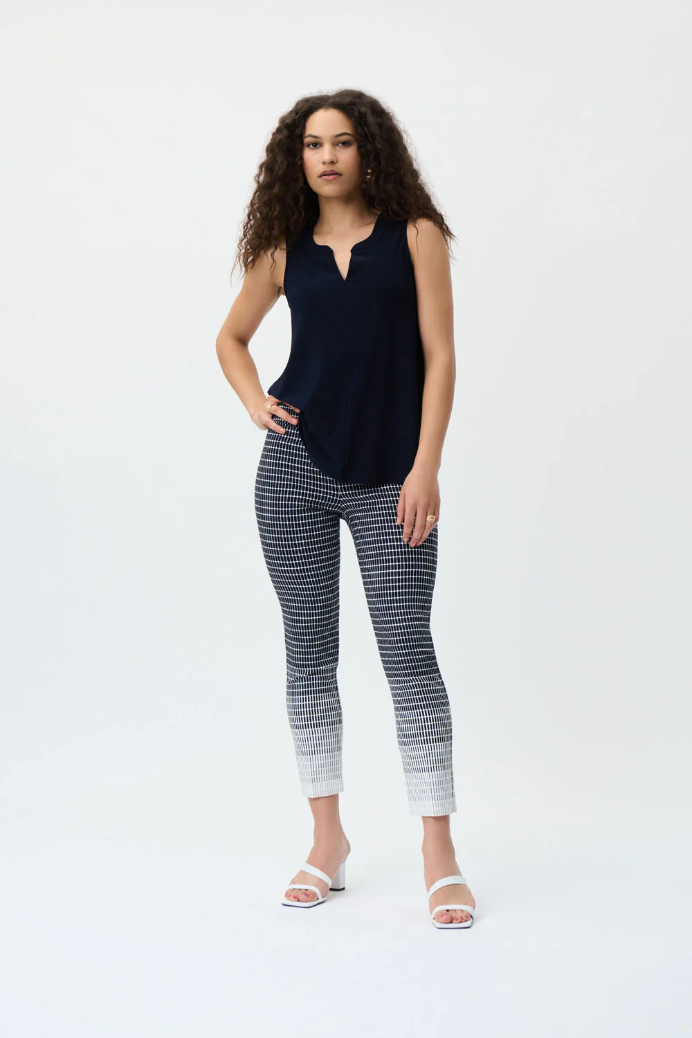 Joseph Ribkoff Vanilla/Midnight Blue Pants Style 231281 - Image 4