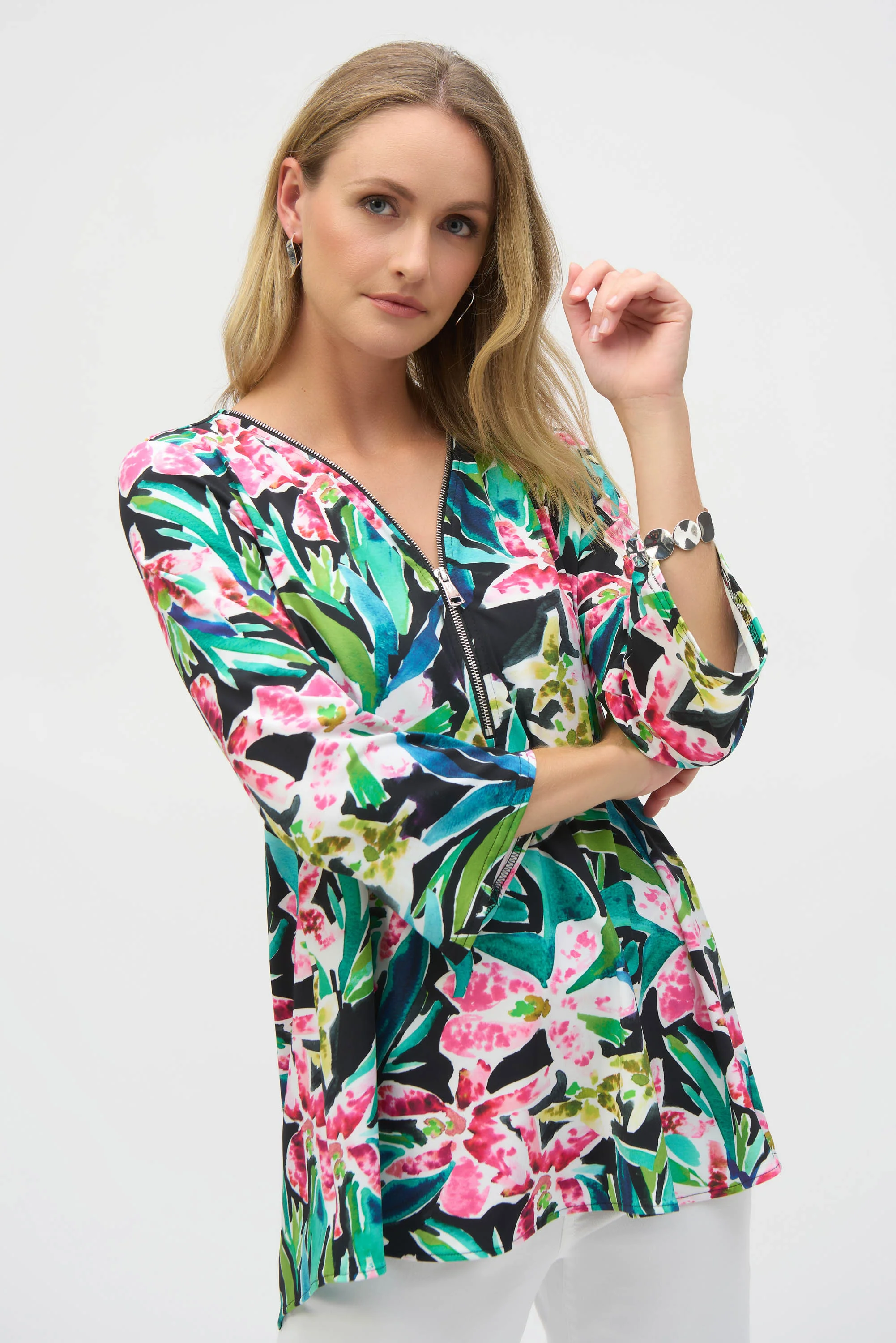 Joseph Ribkoff Tropical Print Fit and Flare Tunic Style 252157