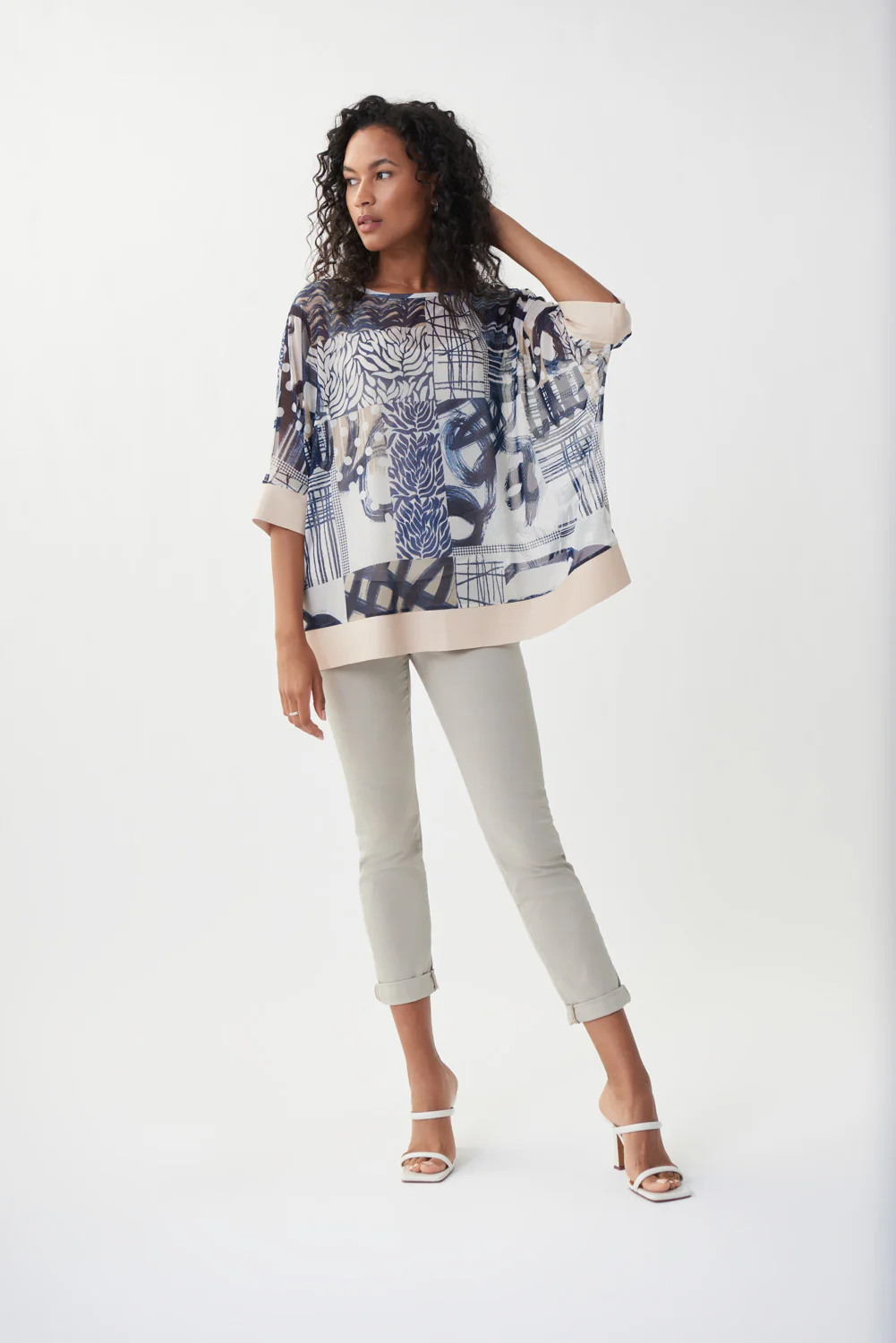 Joseph Ribkoff Vanilla/Midnight Top Style 222262