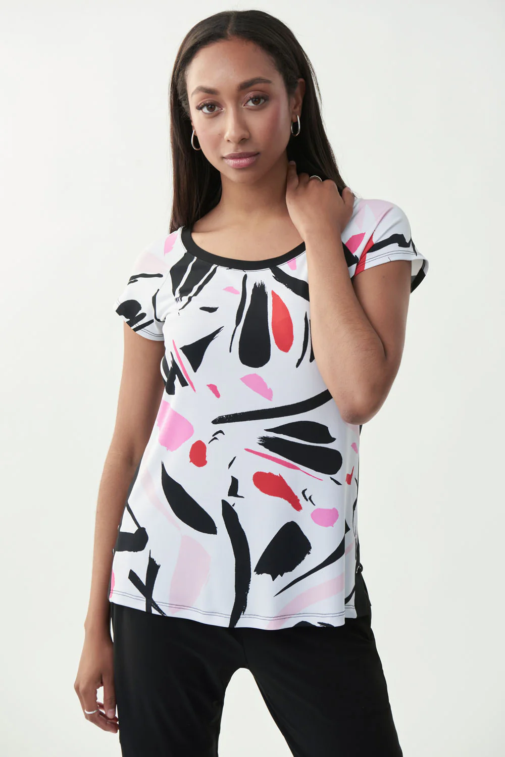 Joseph Ribkoff Vanilla/Multi Abstract Print Top Style 221264