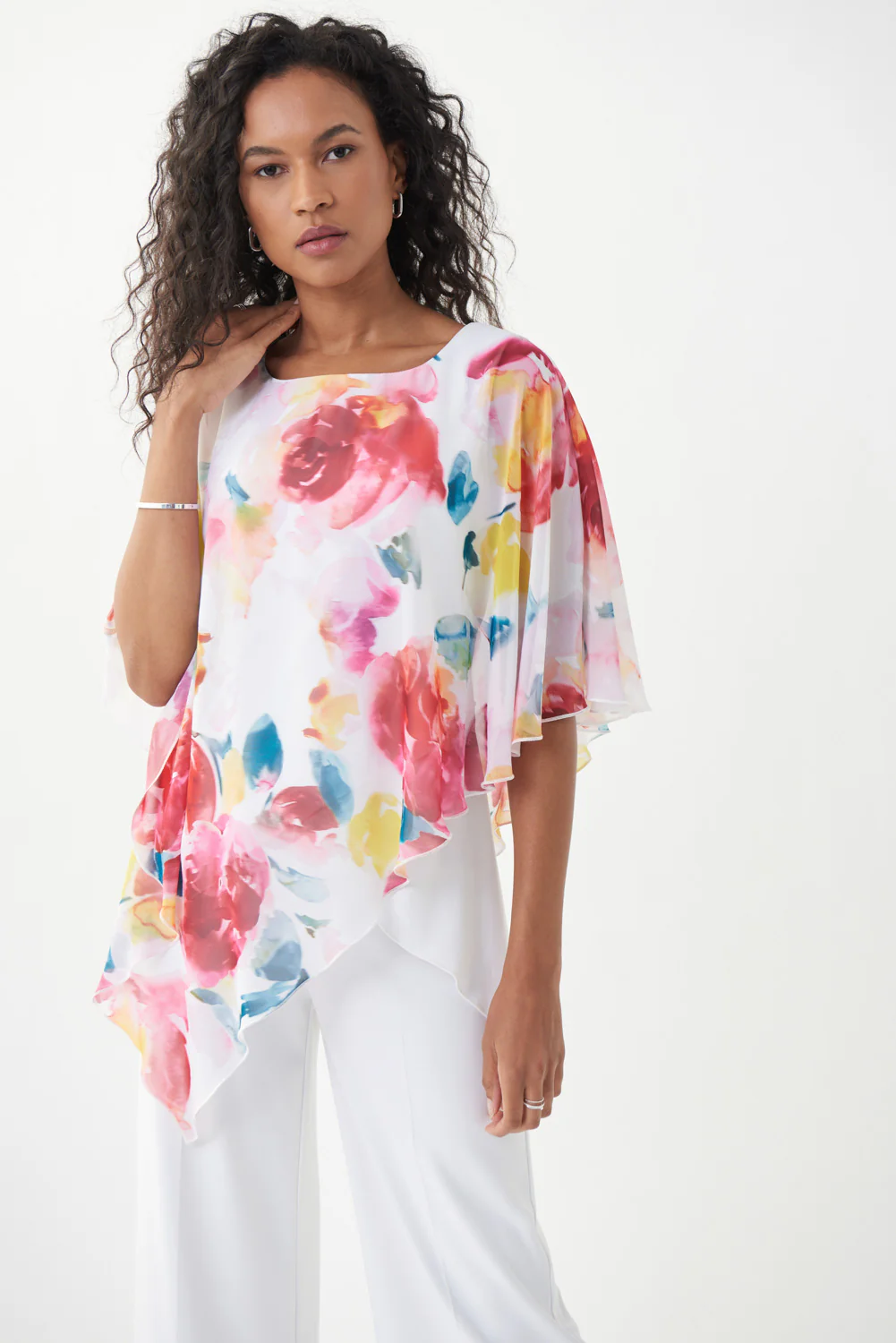 Joseph Ribkoff Vanilla/Multi Draped Front Top Style 222250 - Image 2