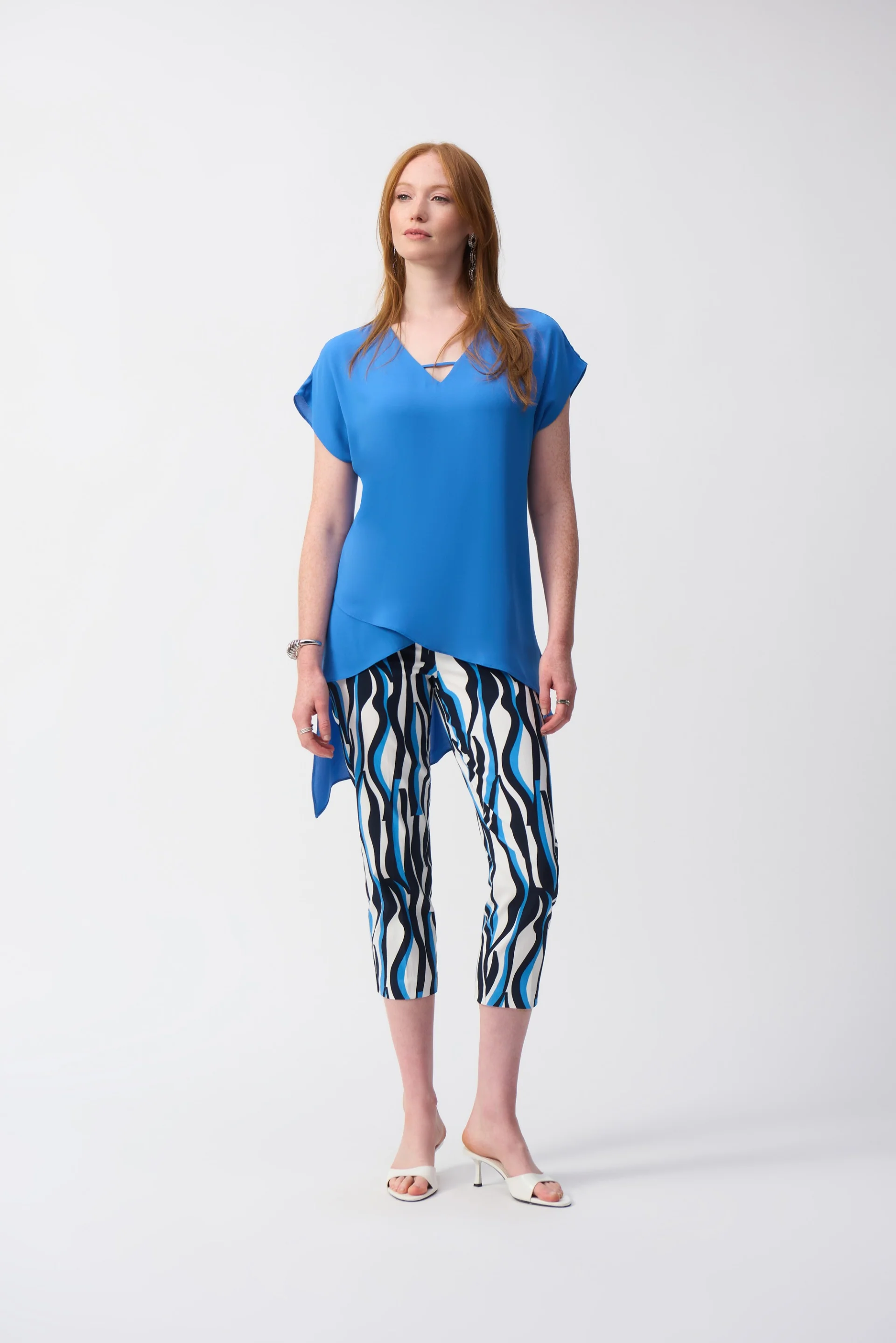 Joseph Ribkoff Vanilla/Multi Geometric Print Crop Pants Style 251280 - Image 4
