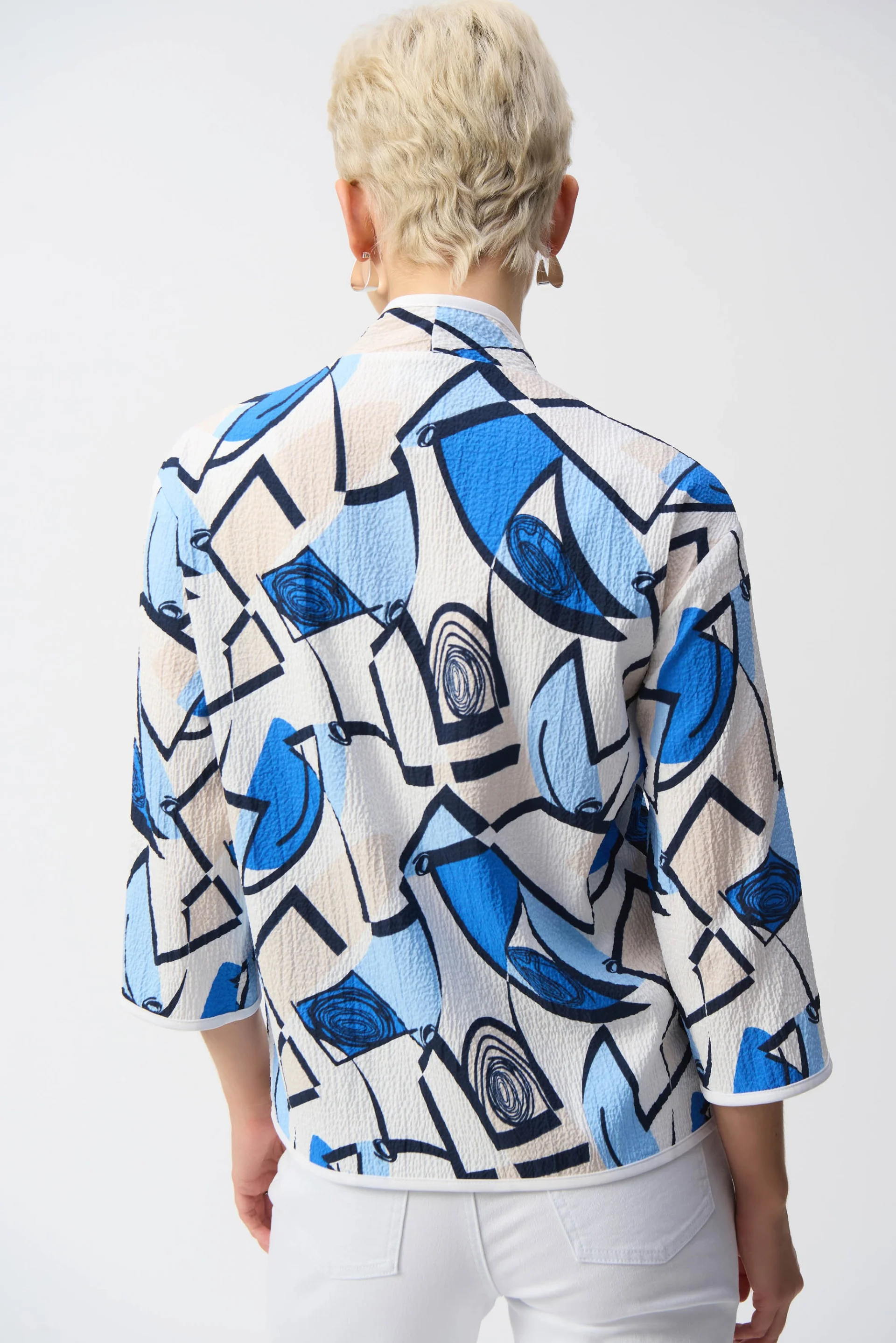Joseph Ribkoff Vanilla/Multi Geometric Print Jacket Style 251105 - Image 2