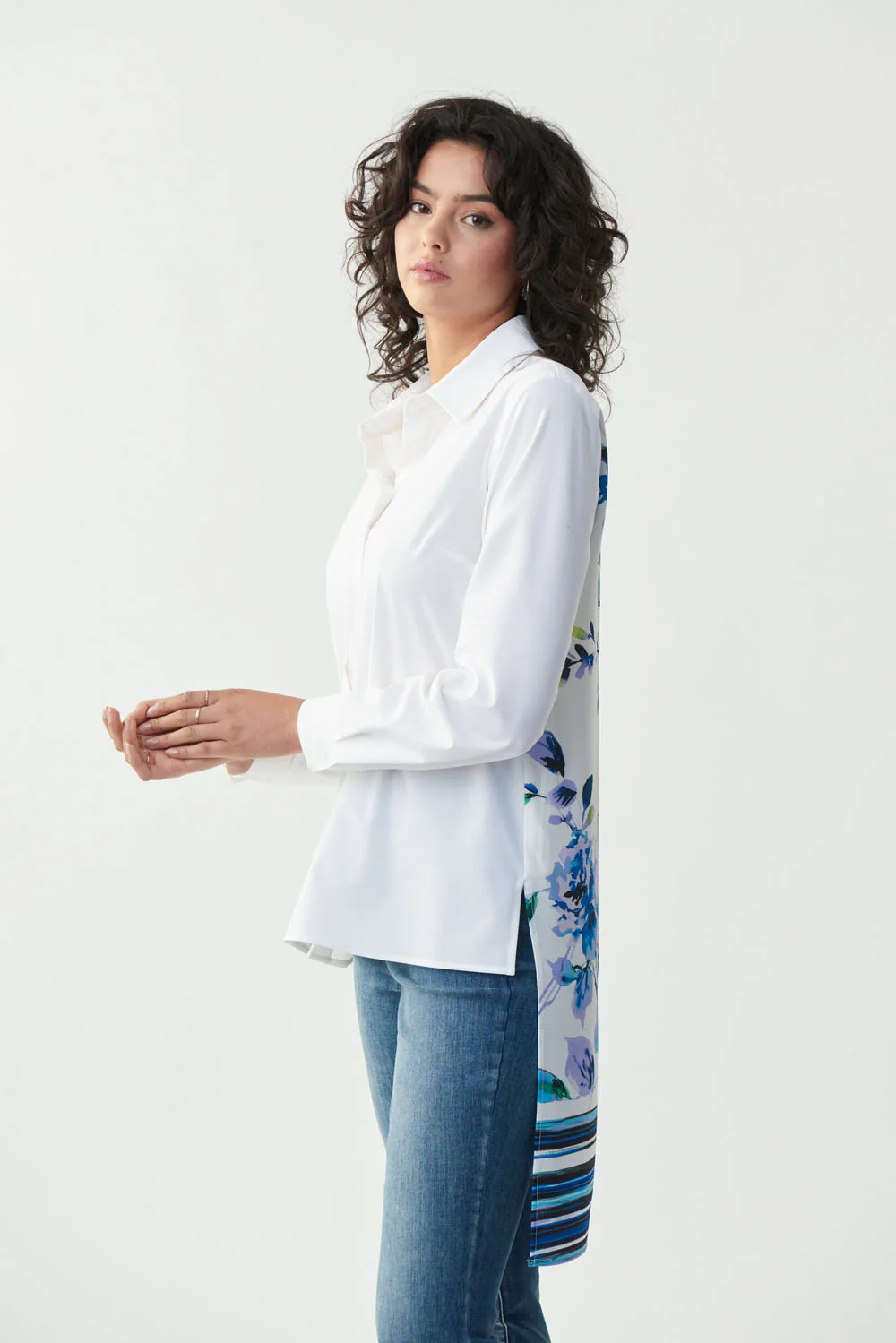 Joseph Ribkoff Vanilla/Multi High-Low Blouse Style 221237 - Image 4