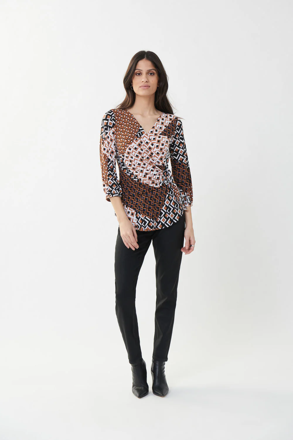 Joseph Ribkoff Vanilla/Multi Mixed Print Top Style 223287