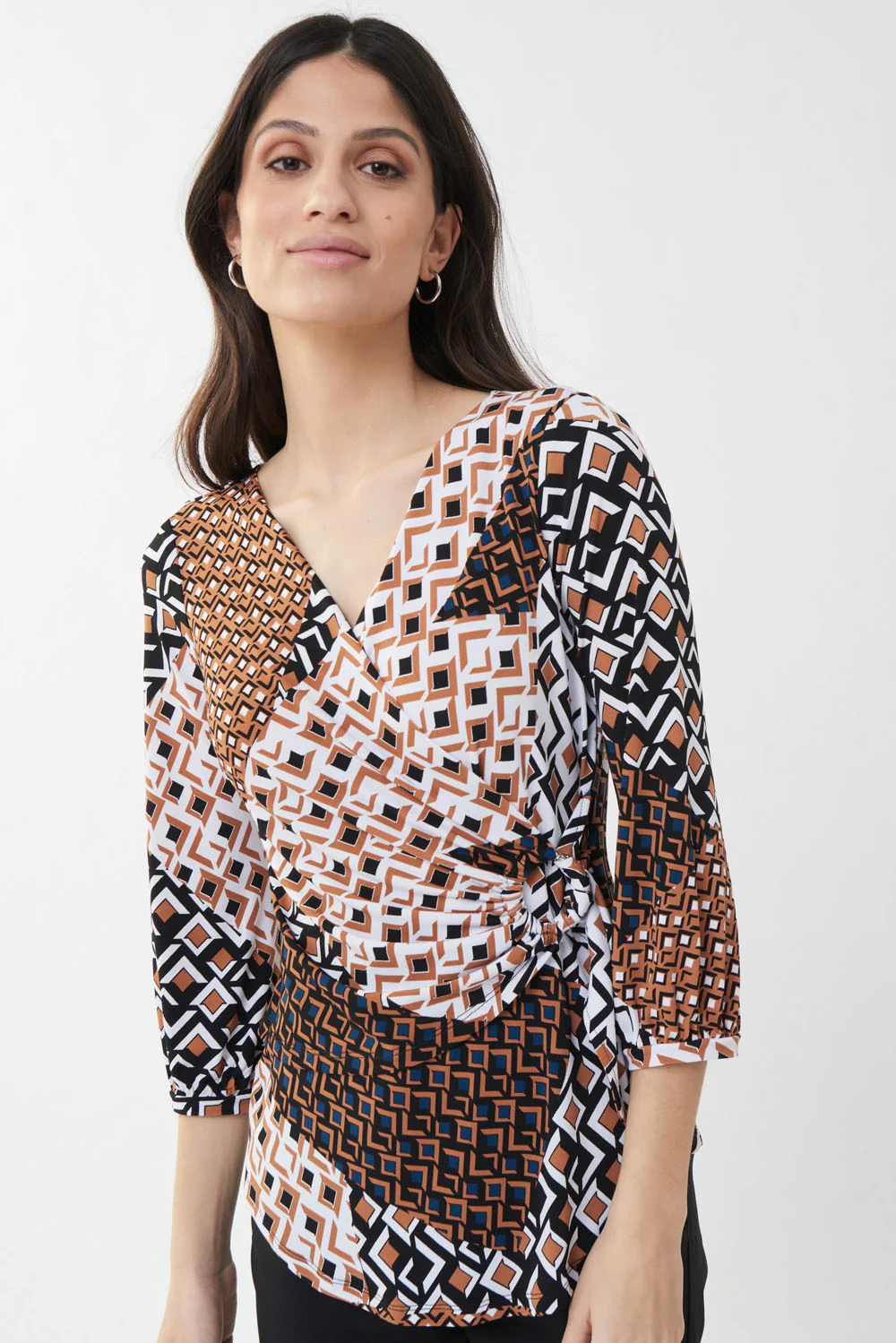 Joseph Ribkoff Vanilla/Multi Mixed Print Top Style 223287 - Image 2