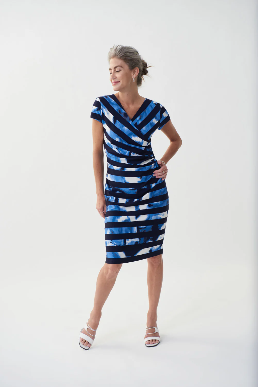 Joseph Ribkoff Vanilla/Multi Printed Jersey Dress Style 222277 - Image 2