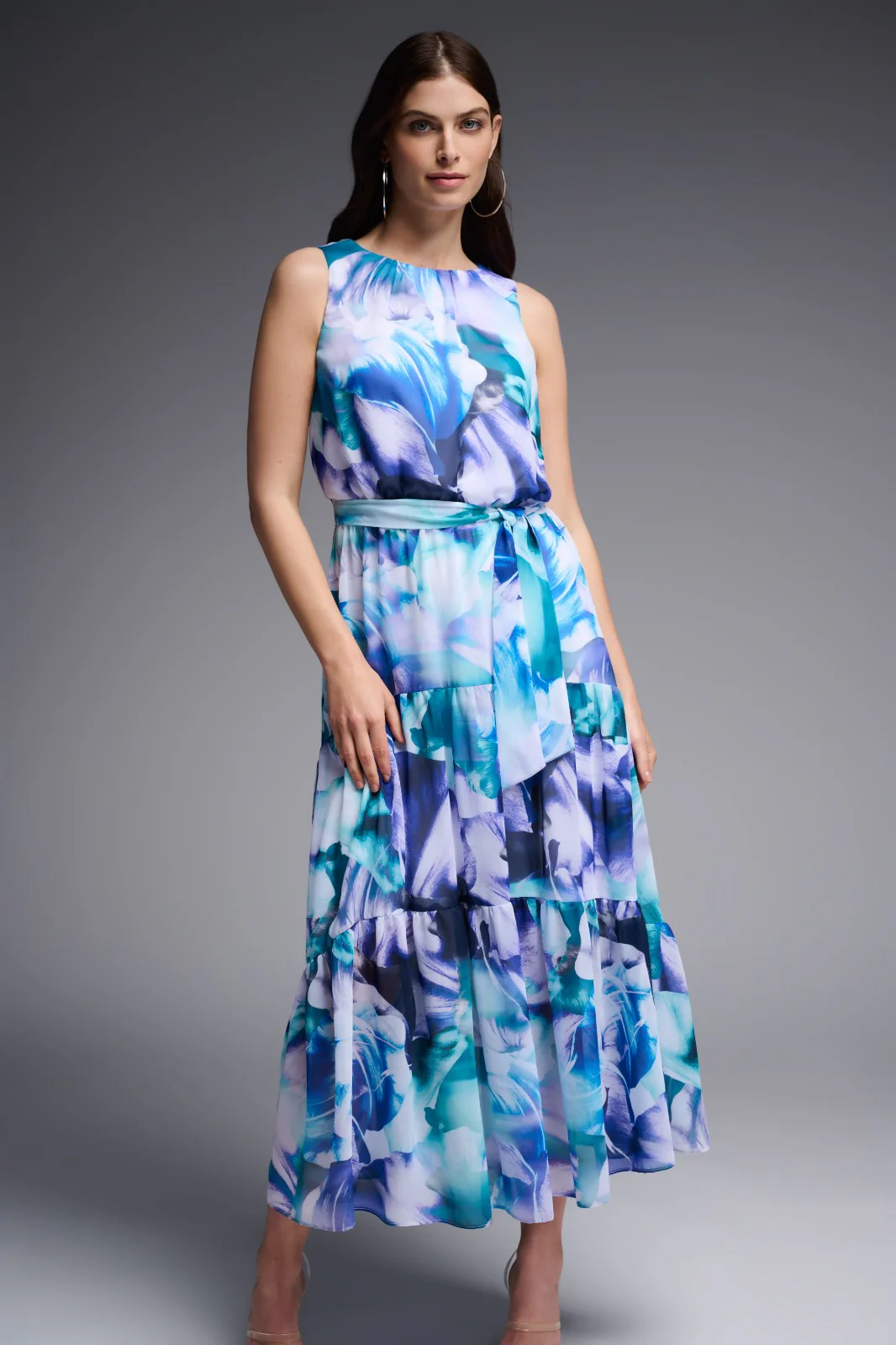 Joseph Ribkoff Vanilla/Multi Sleeveless Maxi Dress Style 231716 - Image 2