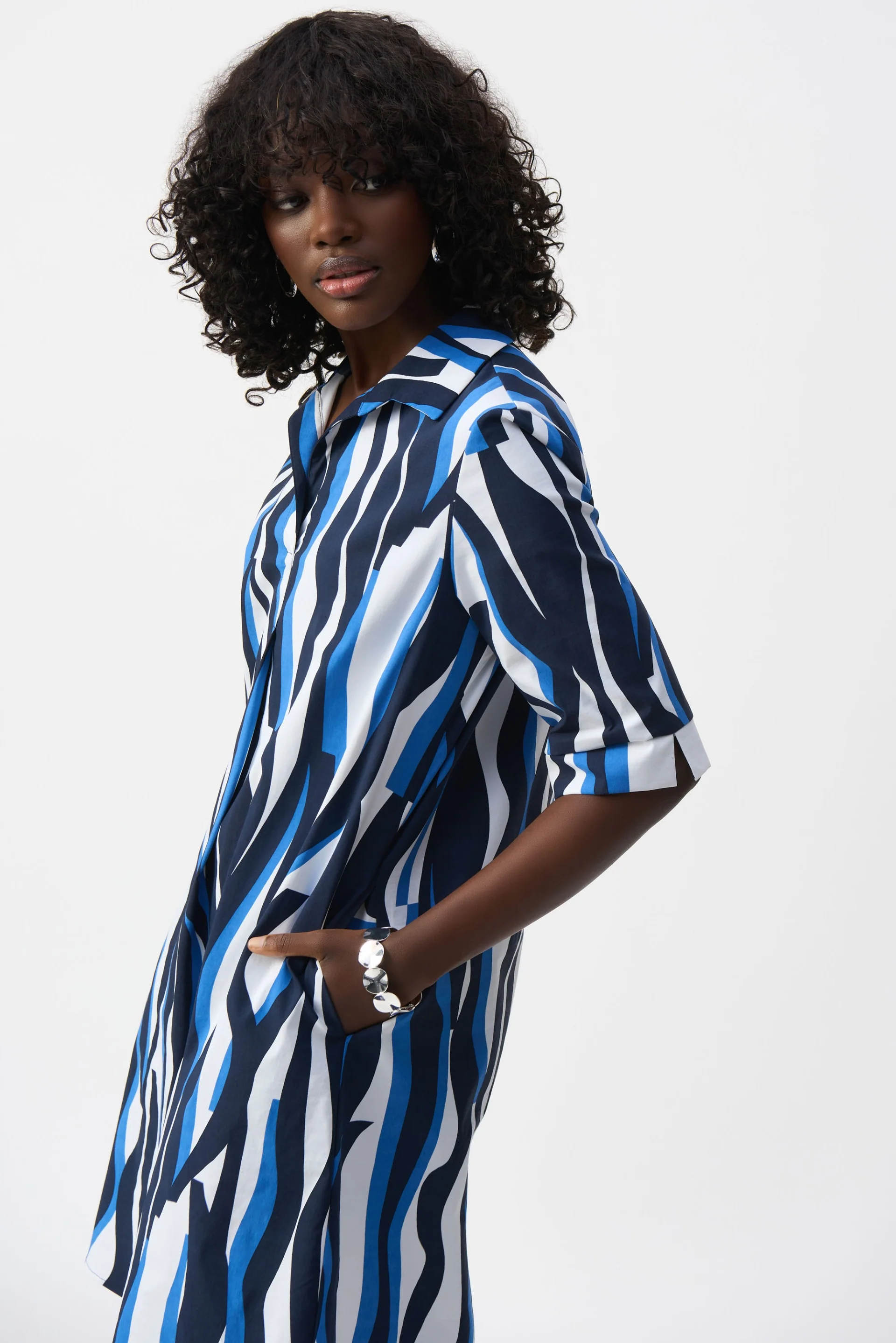Joseph Ribkoff Vanilla/Multi Trapeze Shirt Dress Style 251294 - Image 2